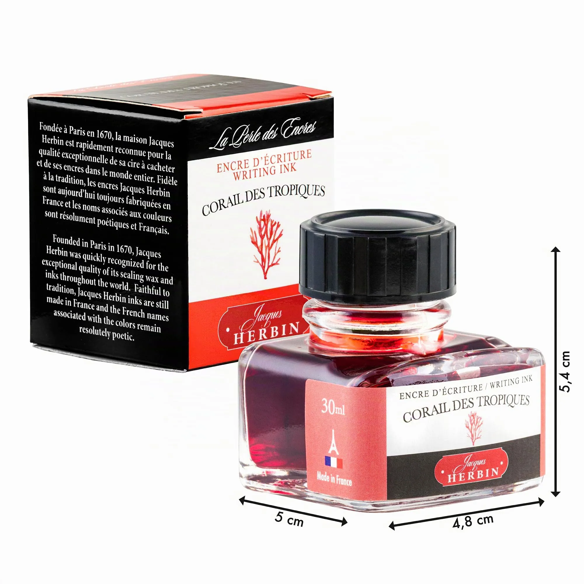 Jacques Herbin 13059T Inchiostro per penna stilografica e roller, 30 ml, Rosso Corallo dei Tropici - immagine 4