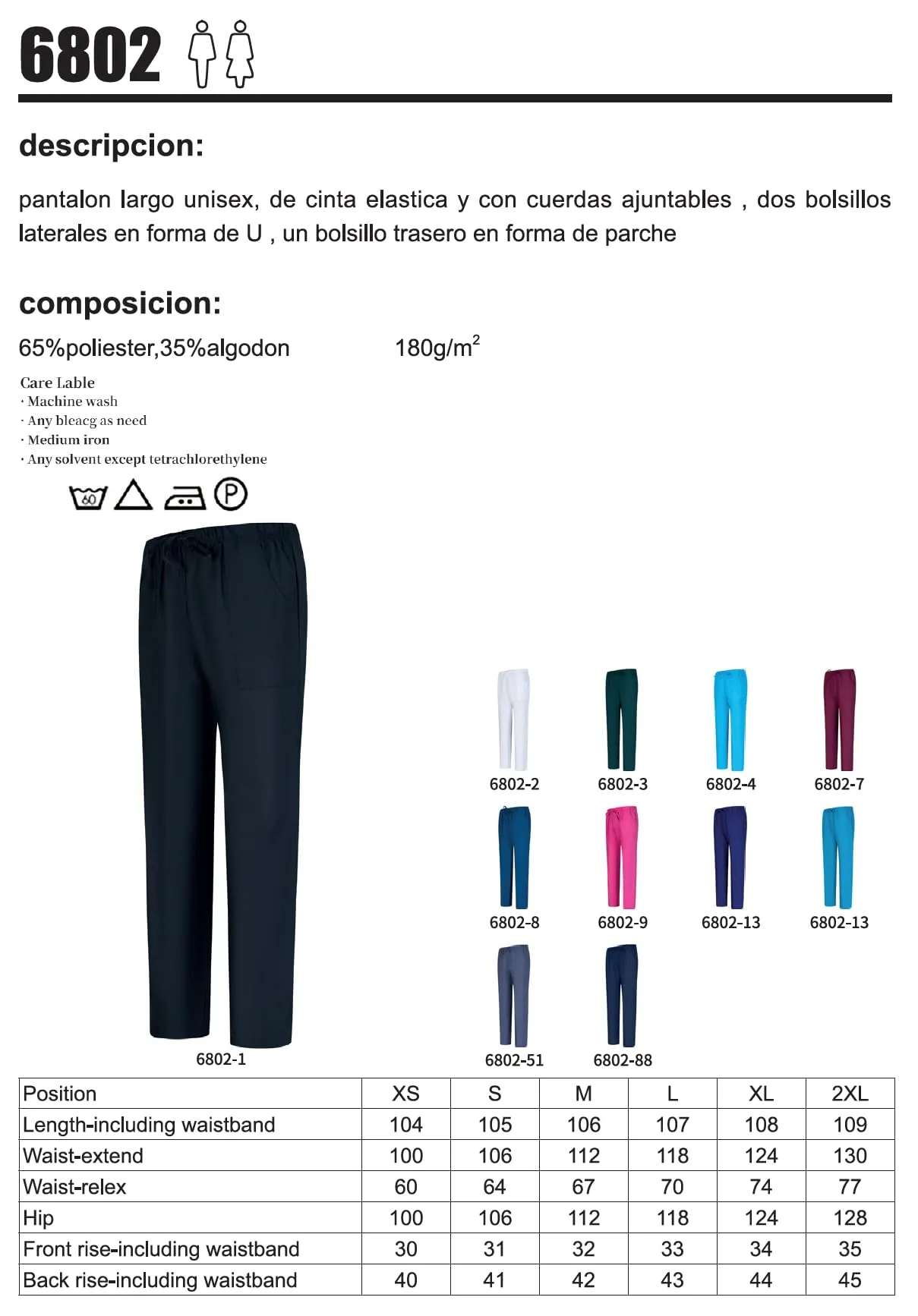 Misemiya Pantaloni Unisex Uniforme Lavoro Clinica Ospedale BZ-6802, Medium, Granato 68 - immagine 2
