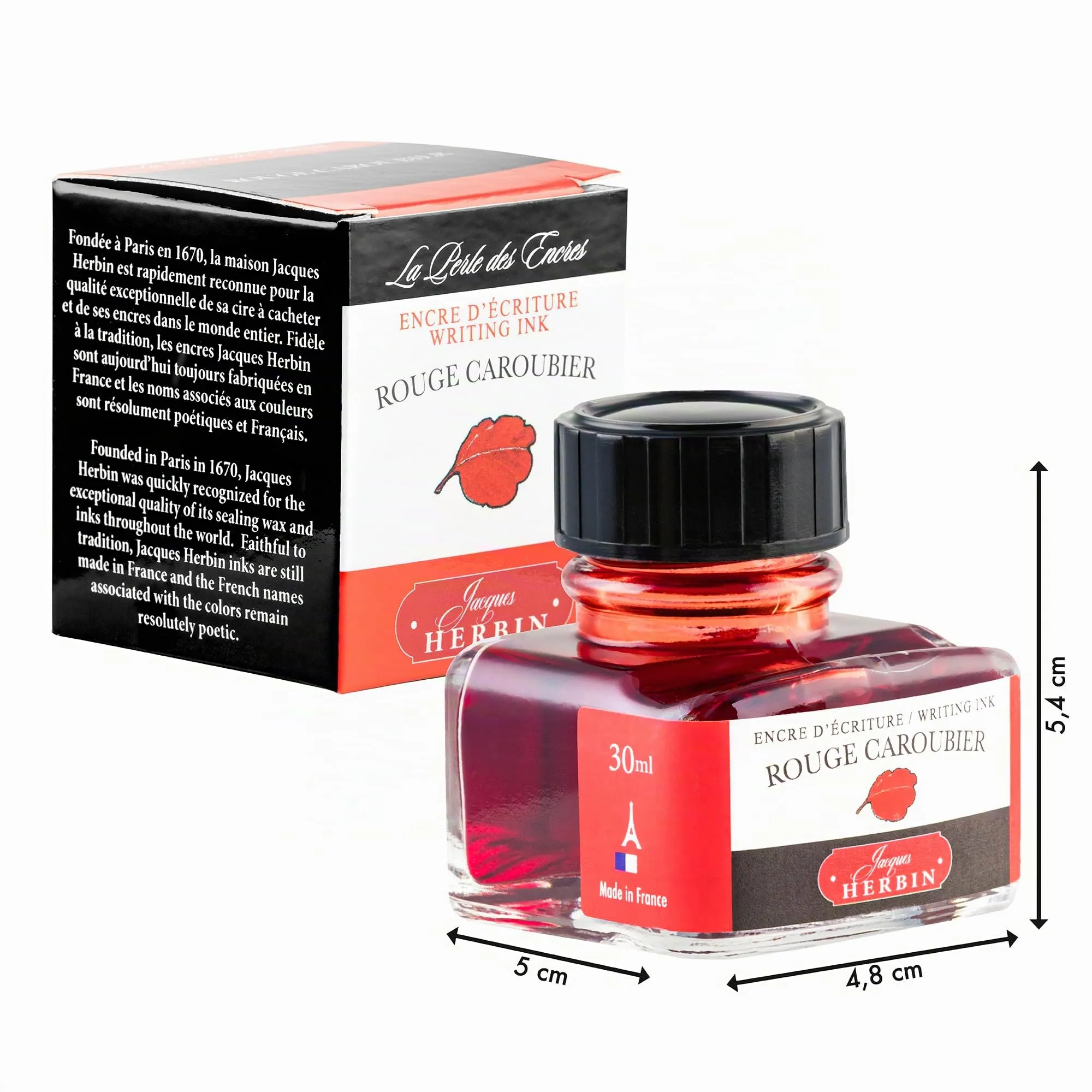 Jacques Herbin 13022T Fountain Pen Ink, Rosso Carruba, 30 ml - immagine 4