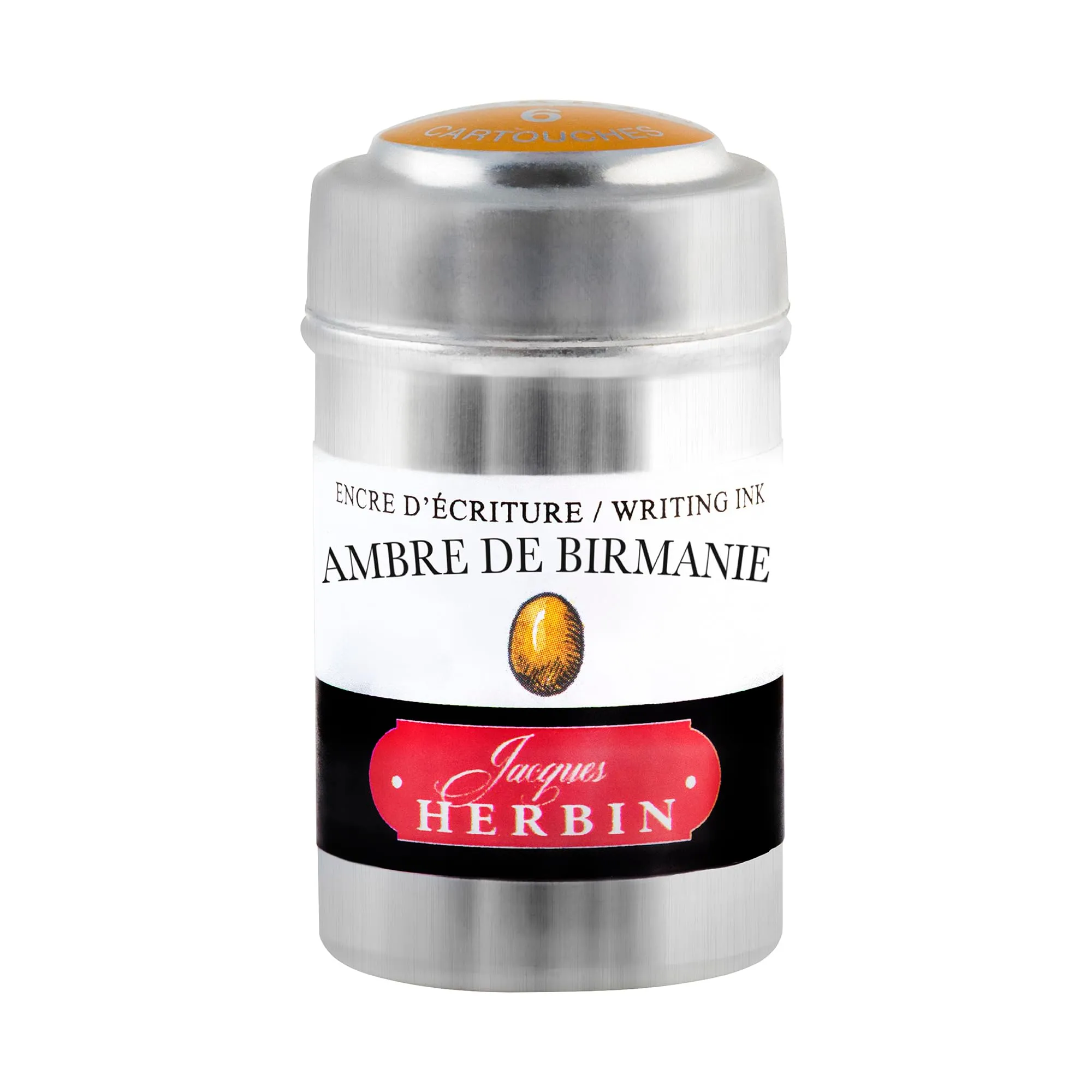 Jacques Herbin 20141T Ink Cartridges, Ambre de Birmanie, 6 Count - immagine 1