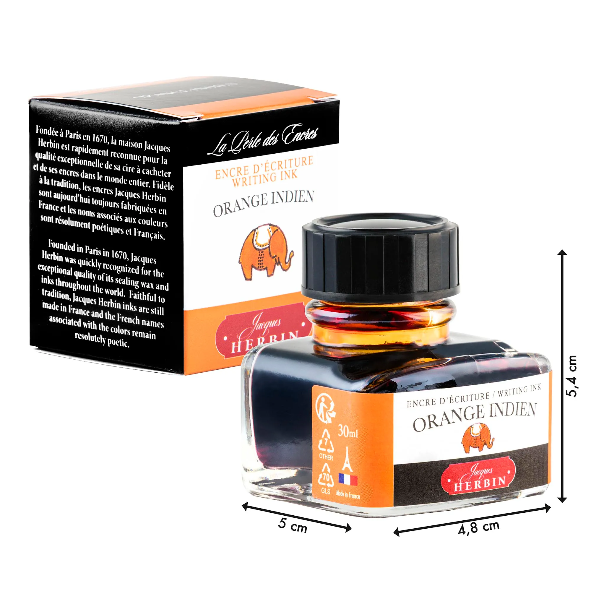 Jacques Herbin 13057T Fountain Pen Ink, Arancione d'India, 30 ml - immagine 2