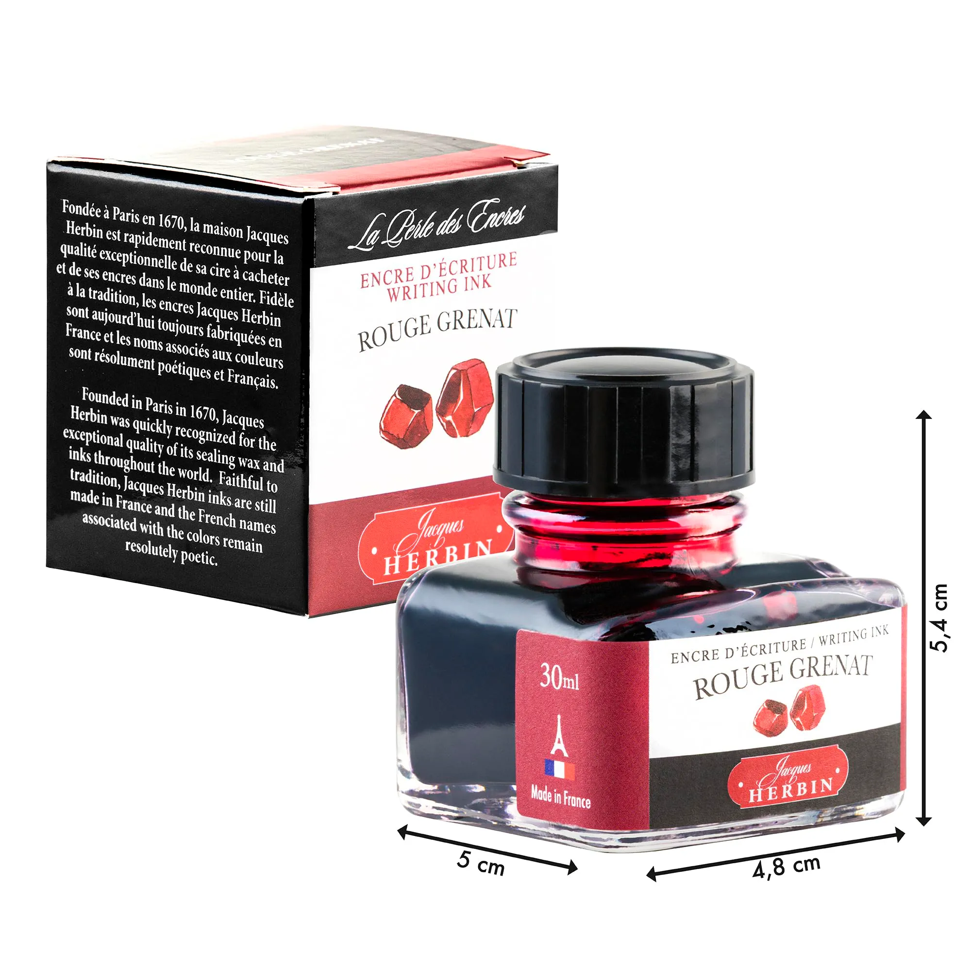 Jacques Herbin 13029T Inchiostro per penna stilografica e roller, 30 ml, Rosso Granato - immagine 2