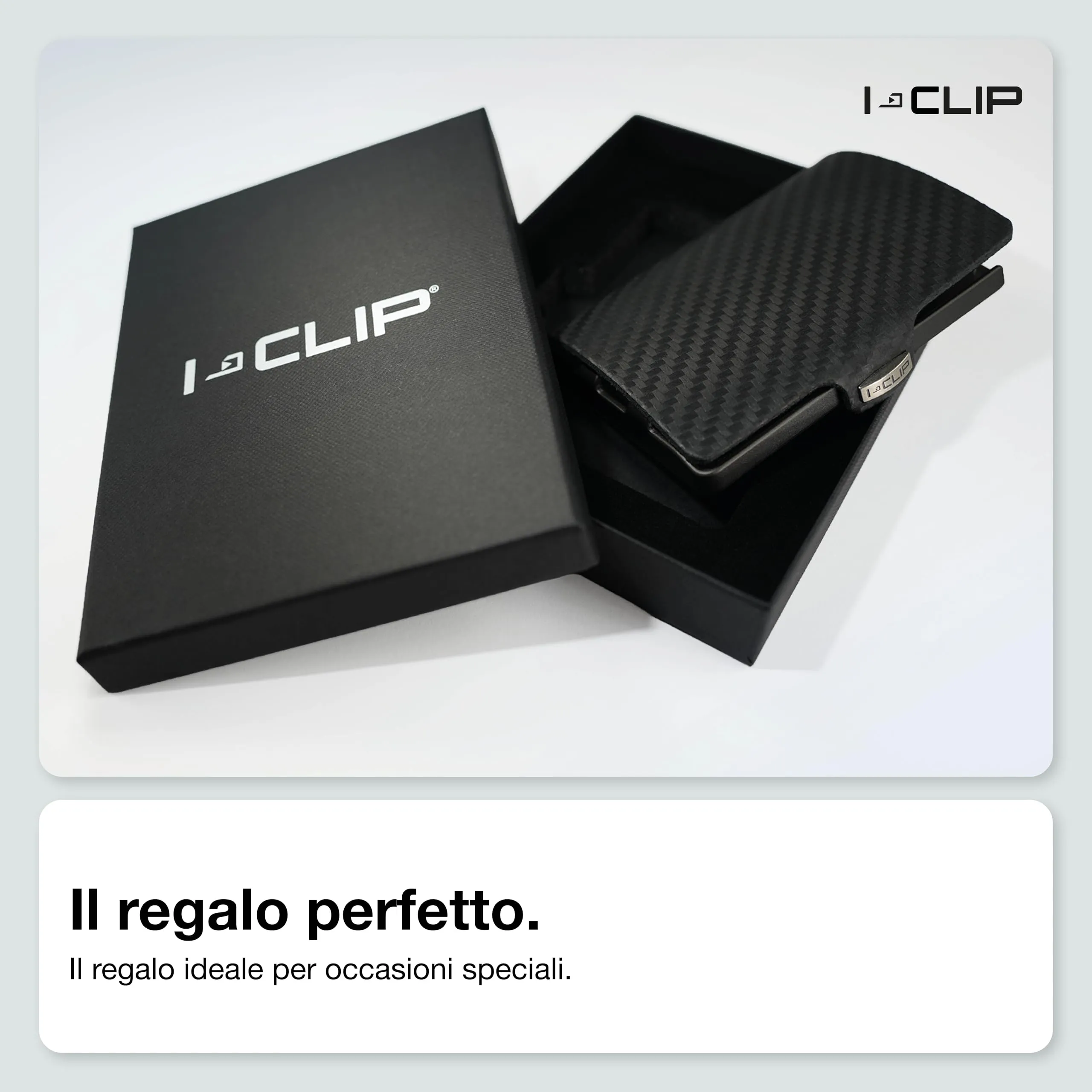 I-CLIP Original Portafoglio Uomo Slim, Mini Wallet fino a 12 Carte, Vera Pelle Effetto Carbon, Telaio Nero - immagine 7