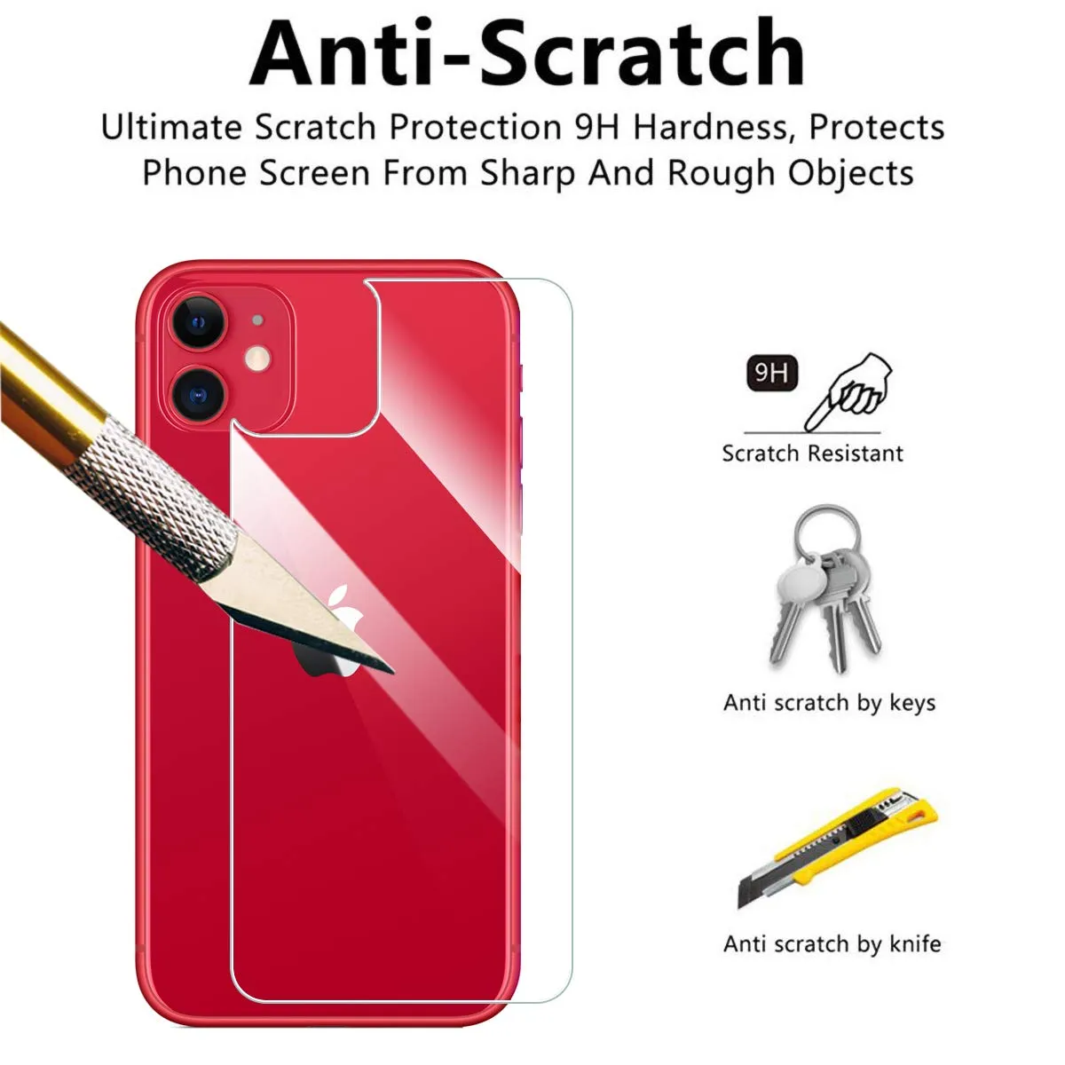 ELYCO Pellicola protettiva posteriore in vetro temperato per iPhone 11 6,1", 9H, confezione da 2 - immagine 2