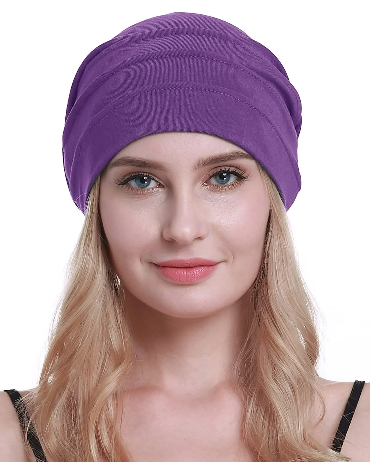 osvyo Cappelli morbidi in cotone per chemioterapia da donna, viola, Taglia unica - immagine 1