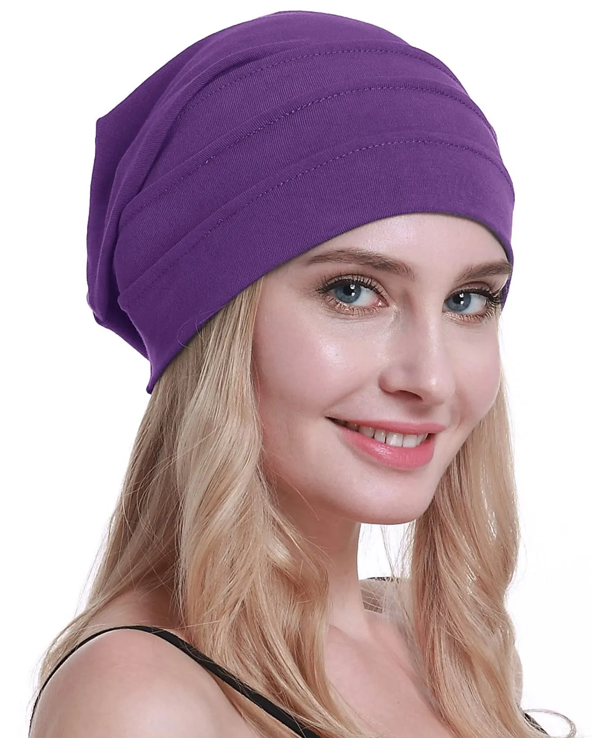 osvyo Cappelli morbidi in cotone per chemioterapia da donna, viola, Taglia unica - immagine 6