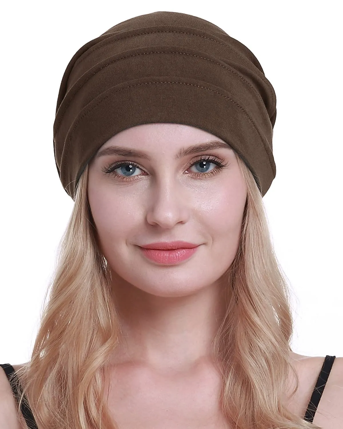 osvyo Cappelli in cotone per chemioterapia e perdita di capelli da donna, Caffè leggero, Taglia unica - immagine 1