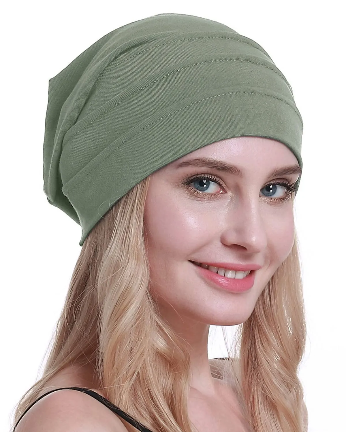 Osvyo Berretto in cotone da donna per chemio e perdita di capelli, Grigio, Taglia unica - immagine 1