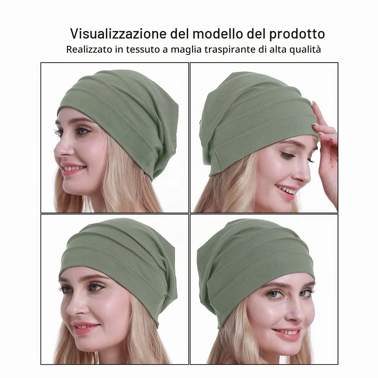 Osvyo Berretto in cotone da donna per chemio e perdita di capelli, Grigio, Taglia unica - immagine 2