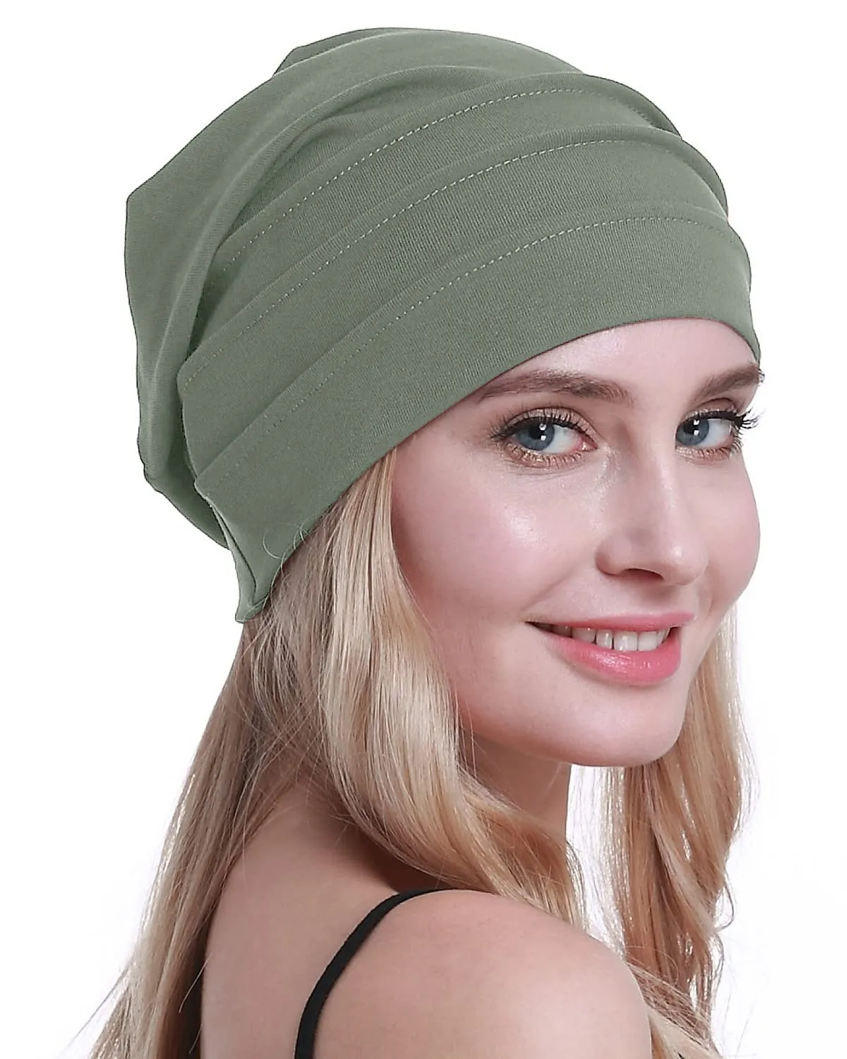 Osvyo Berretto in cotone da donna per chemio e perdita di capelli, Grigio, Taglia unica - immagine 7