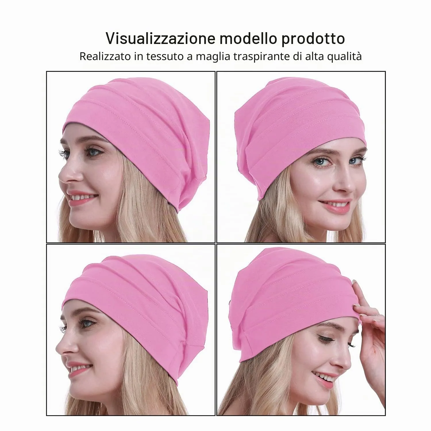 osvyo Copricapo in cotone per chemioterapia, Rosa chiaro, Taglia unica - immagine 2