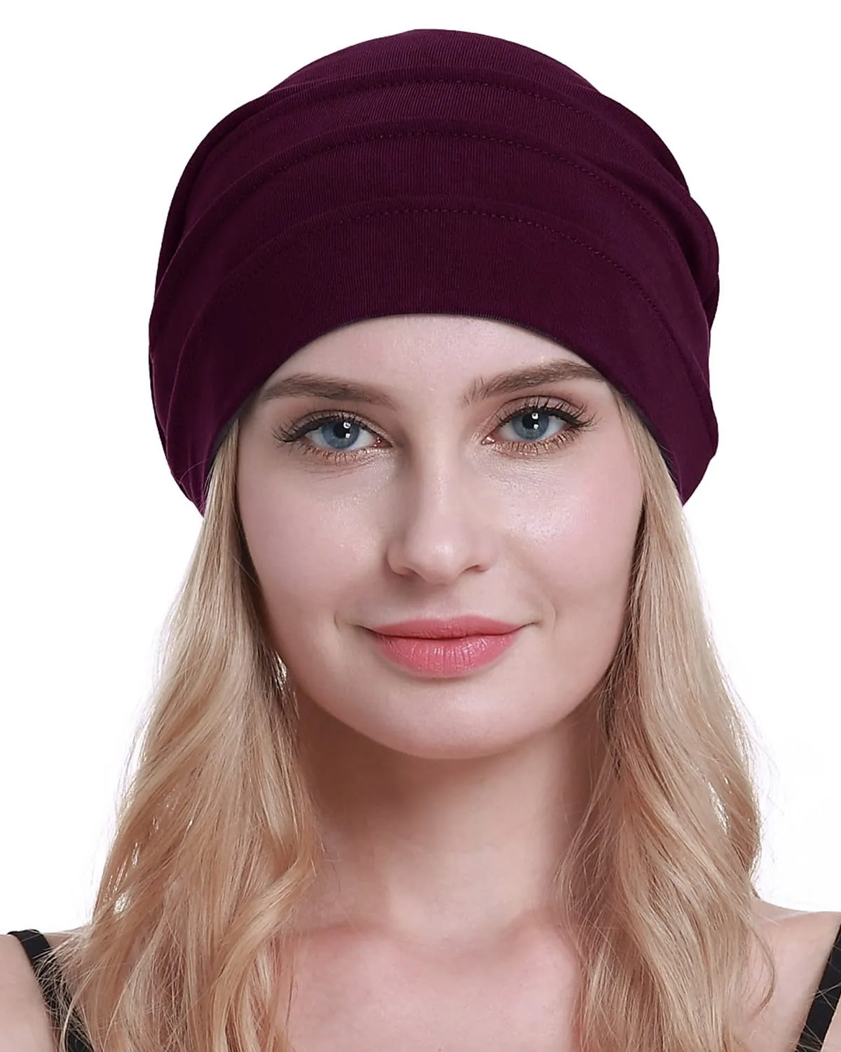 osvyo Cotone Chemo Cappelli Soft Caps per Donne, Vino, Taglia unica - immagine 5