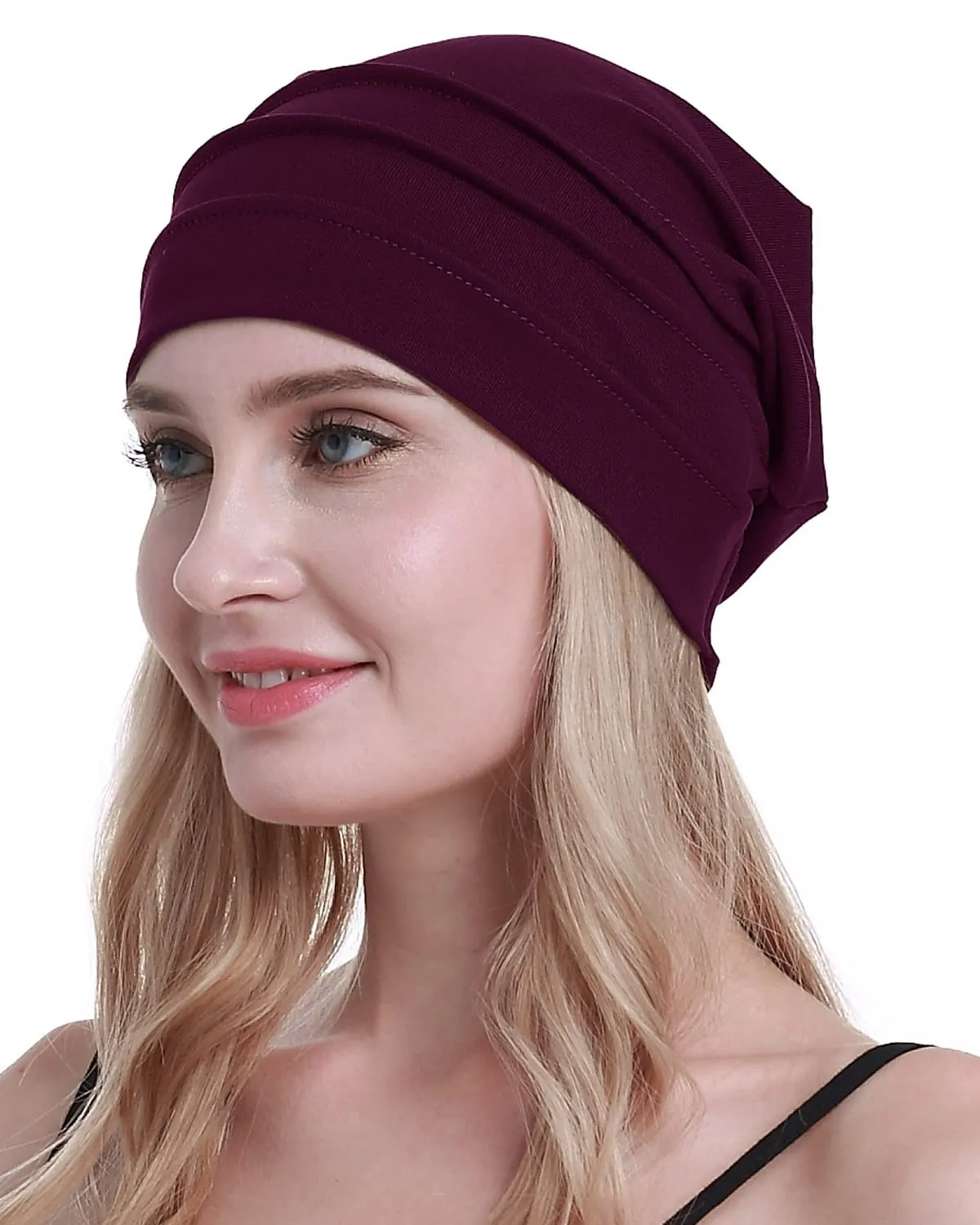 osvyo Cotone Chemo Cappelli Soft Caps per Donne, Vino, Taglia unica - immagine 6