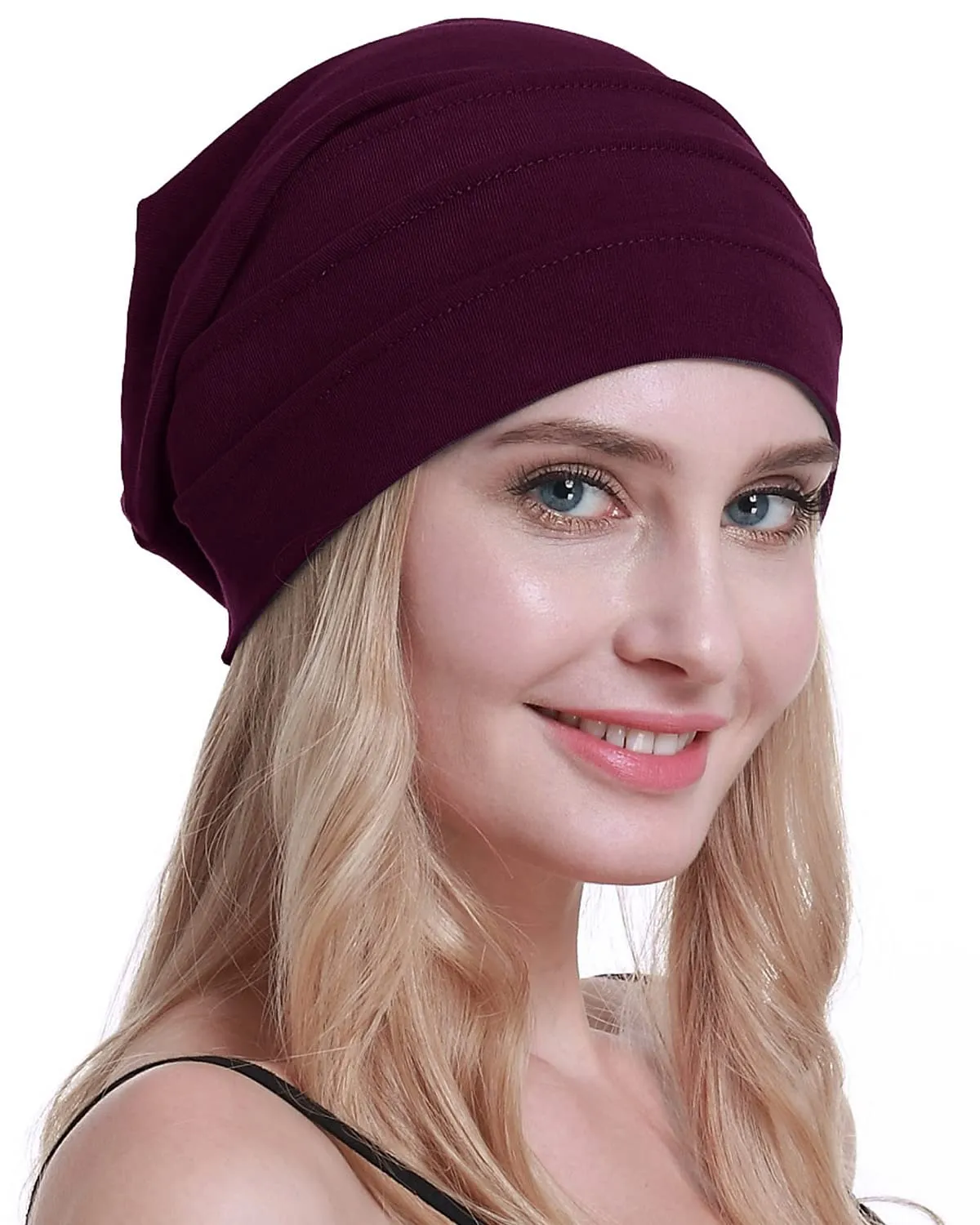 osvyo Cotone Chemo Cappelli Soft Caps per Donne, Vino, Taglia unica - immagine 7