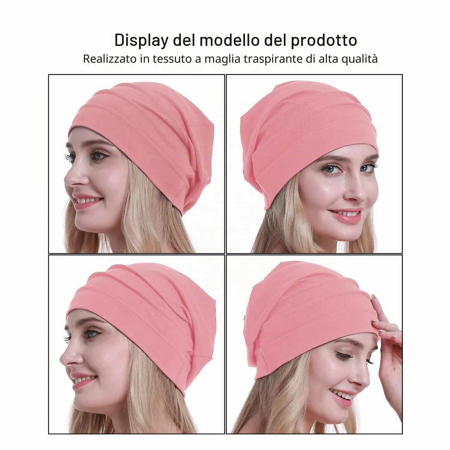 osvyo Cotone Chemo Cappelli Soft Caps Copricapo per donne perdita di capelli, Rosa Caldo, Taglia unica - immagine 2