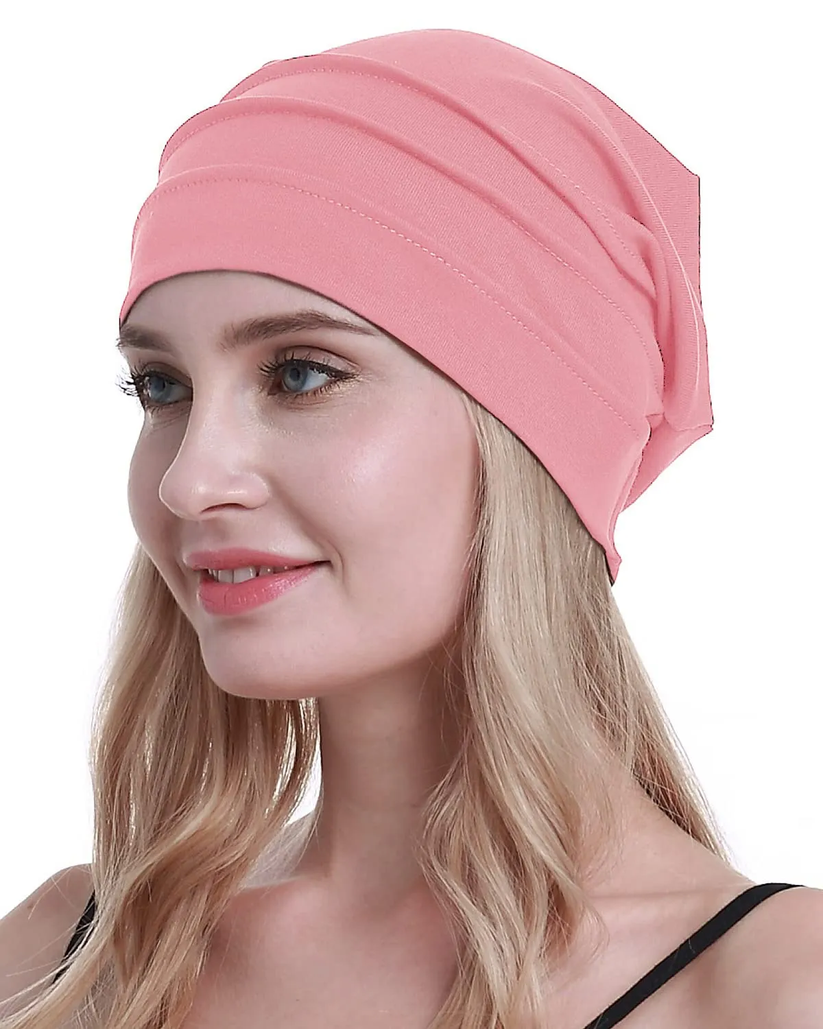 osvyo Cotone Chemo Cappelli Soft Caps Copricapo per donne perdita di capelli, Rosa Caldo, Taglia unica - immagine 6