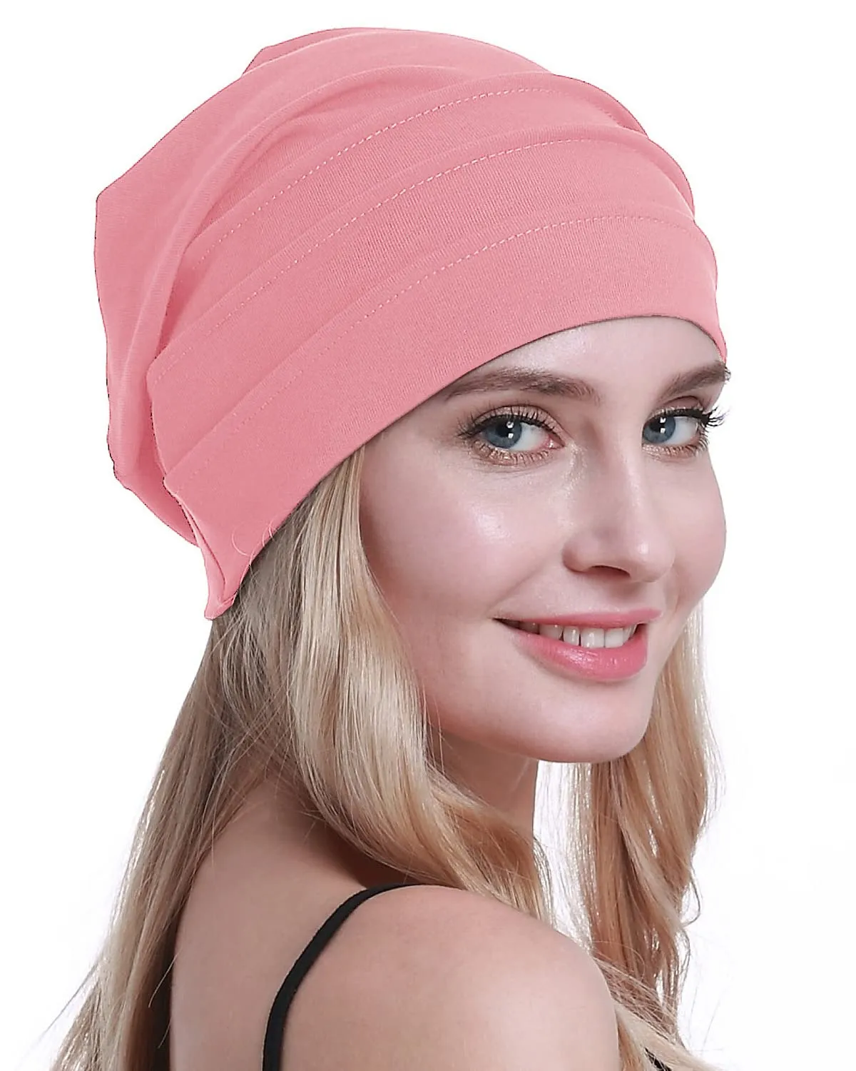 osvyo Cotone Chemo Cappelli Soft Caps Copricapo per donne perdita di capelli, Rosa Caldo, Taglia unica - immagine 7