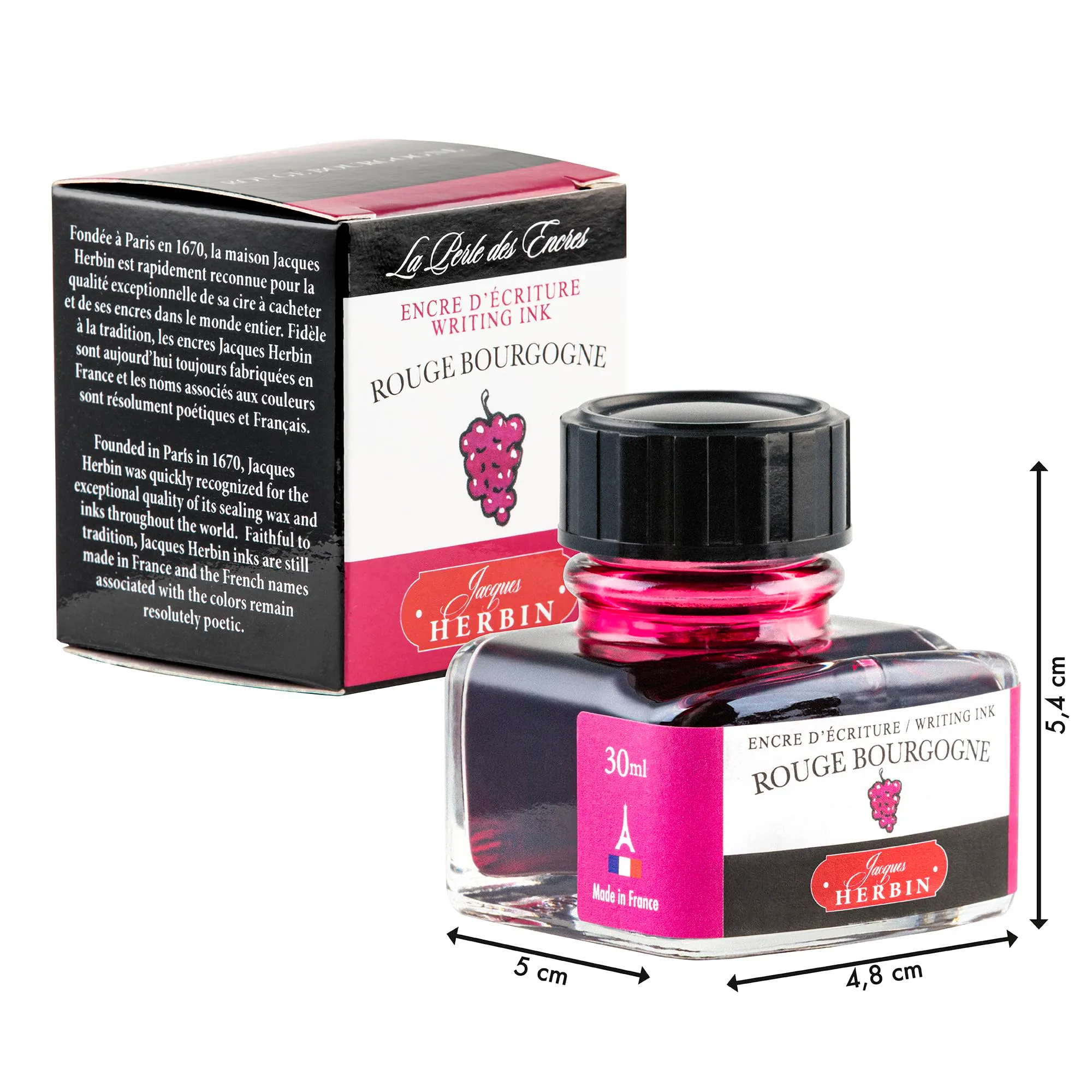 Jacques Herbin Rosso Borgogna Fountain Pen Ink, 30 ml - immagine 2