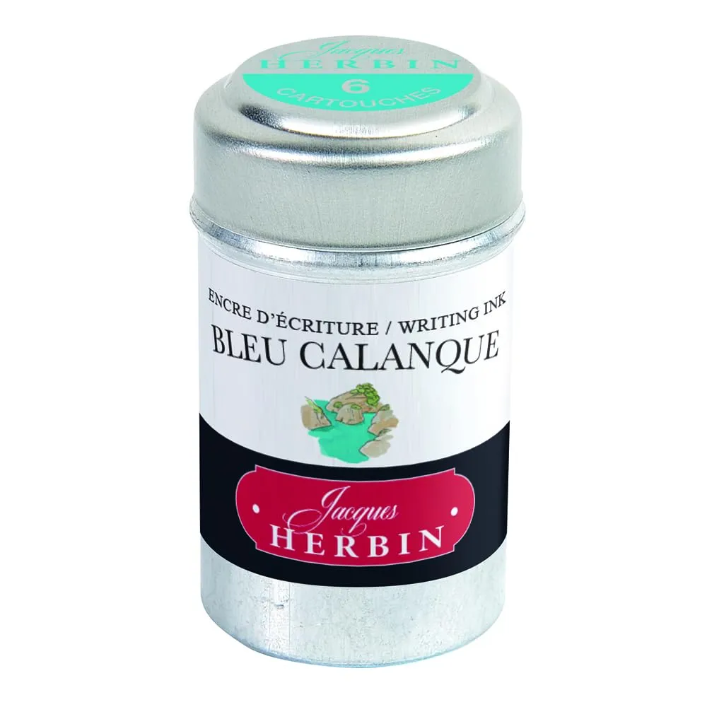 Jacques Herbin 20114T Fountain Pen Ink Cartridges, Bleu Calanque, 6 Pack - immagine 1