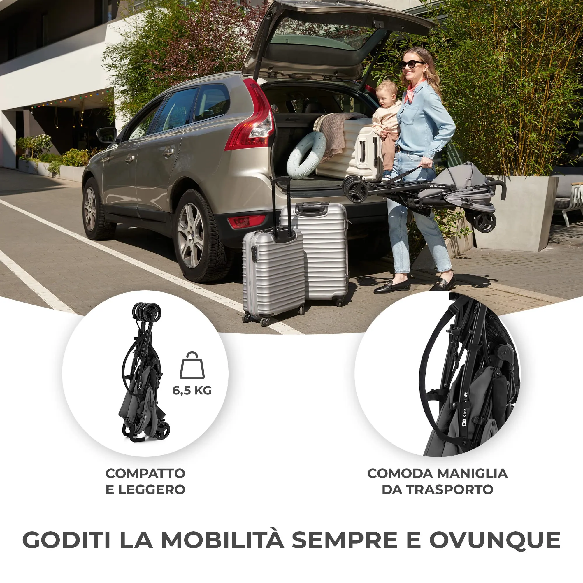 Kinderkraft TIK Passeggino Leggero e Compatto, Grigio - immagine 2