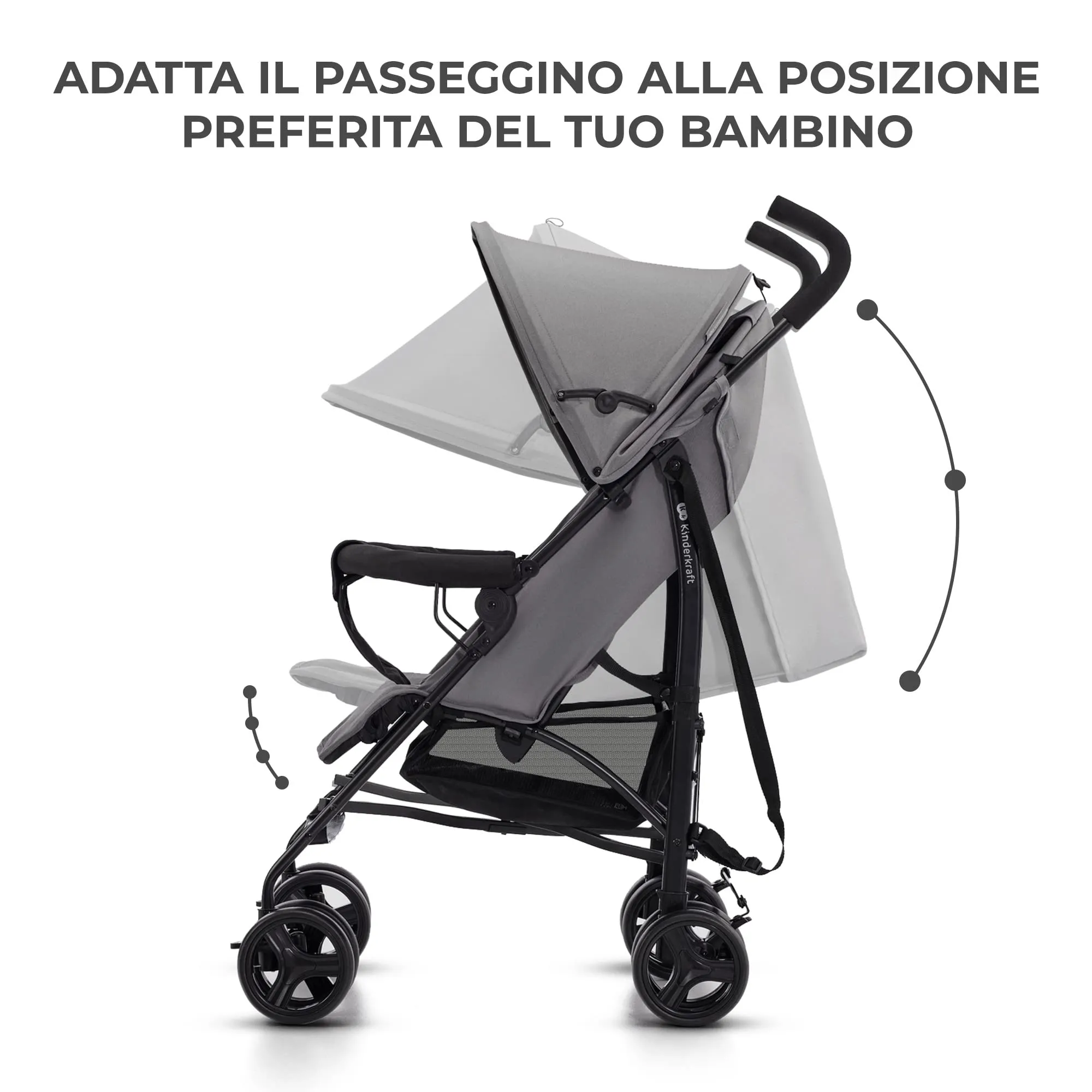 Kinderkraft TIK Passeggino Leggero e Compatto, Grigio - immagine 3