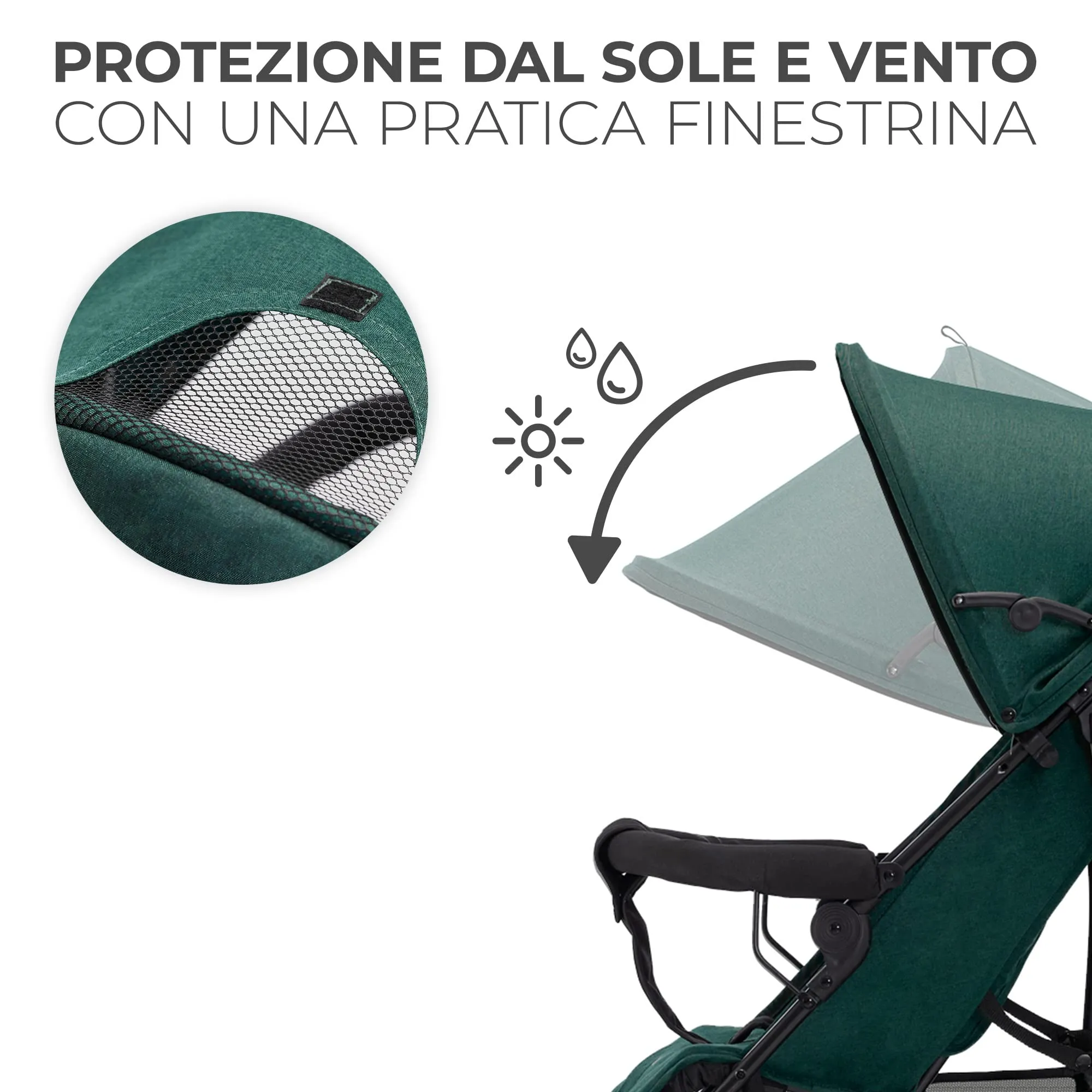 Kinderkraft TIK Passeggino Leggero da Viaggio, Verde - immagine 4