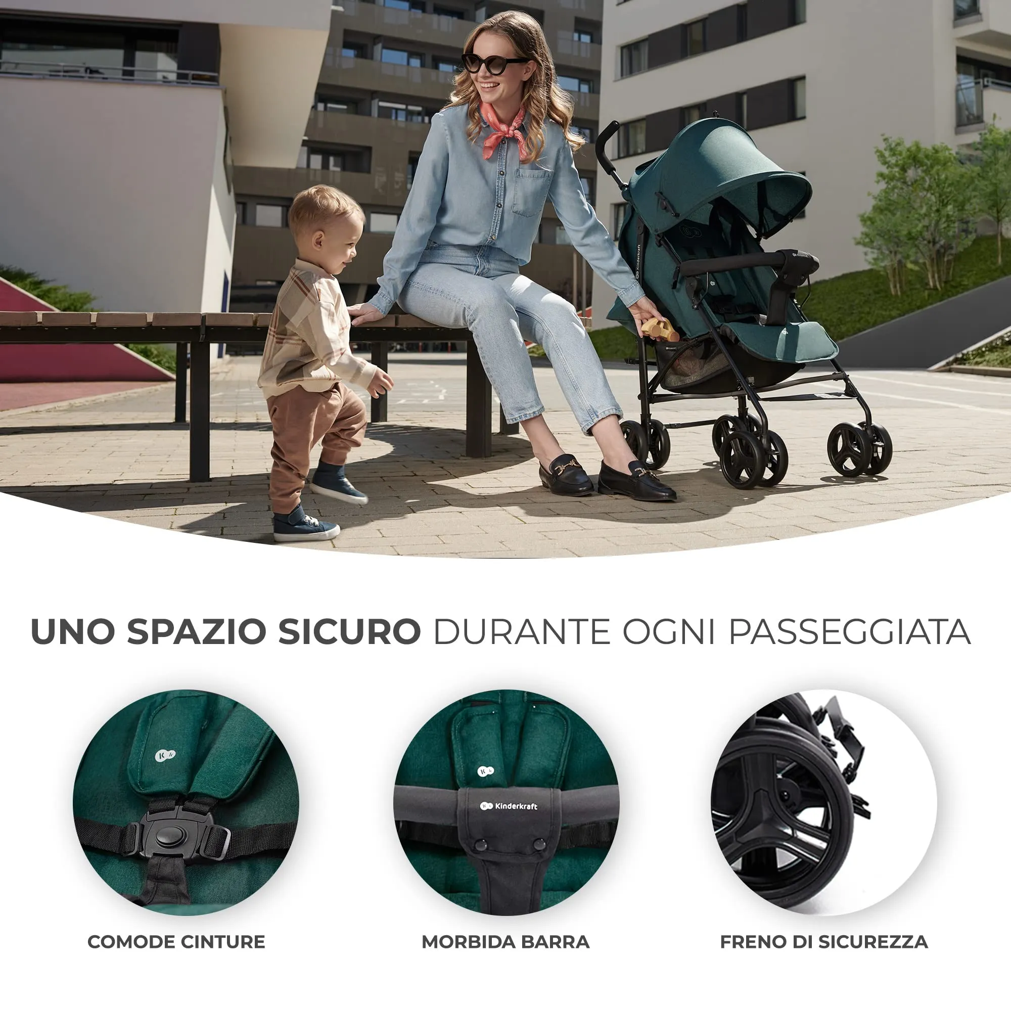 Kinderkraft TIK Passeggino Leggero da Viaggio, Verde - immagine 6