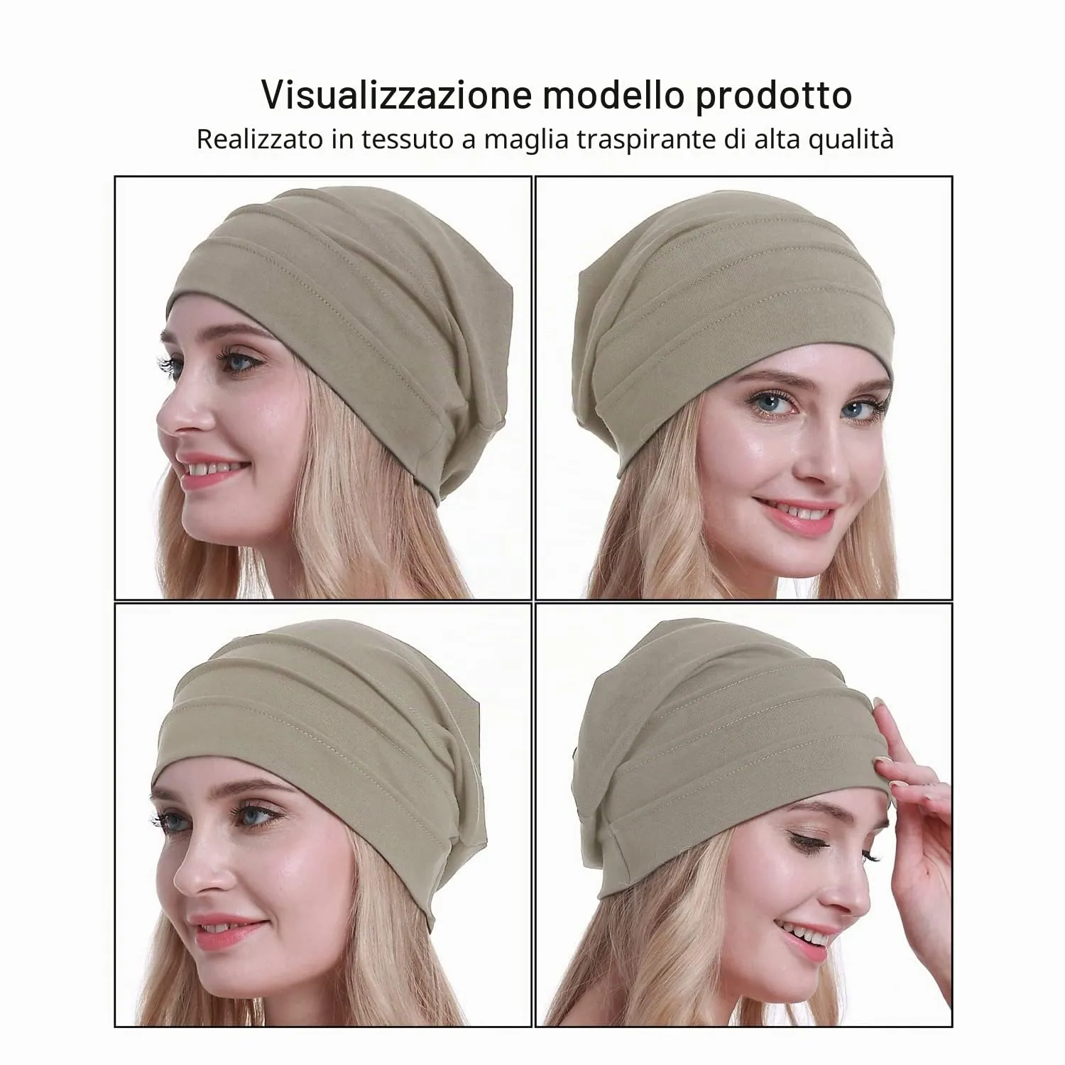 osvyo Copricapo in Cotone Organico per Chemioterapia e Perdita di Capelli, Grigio Caldo, Taglia Unica - immagine 2