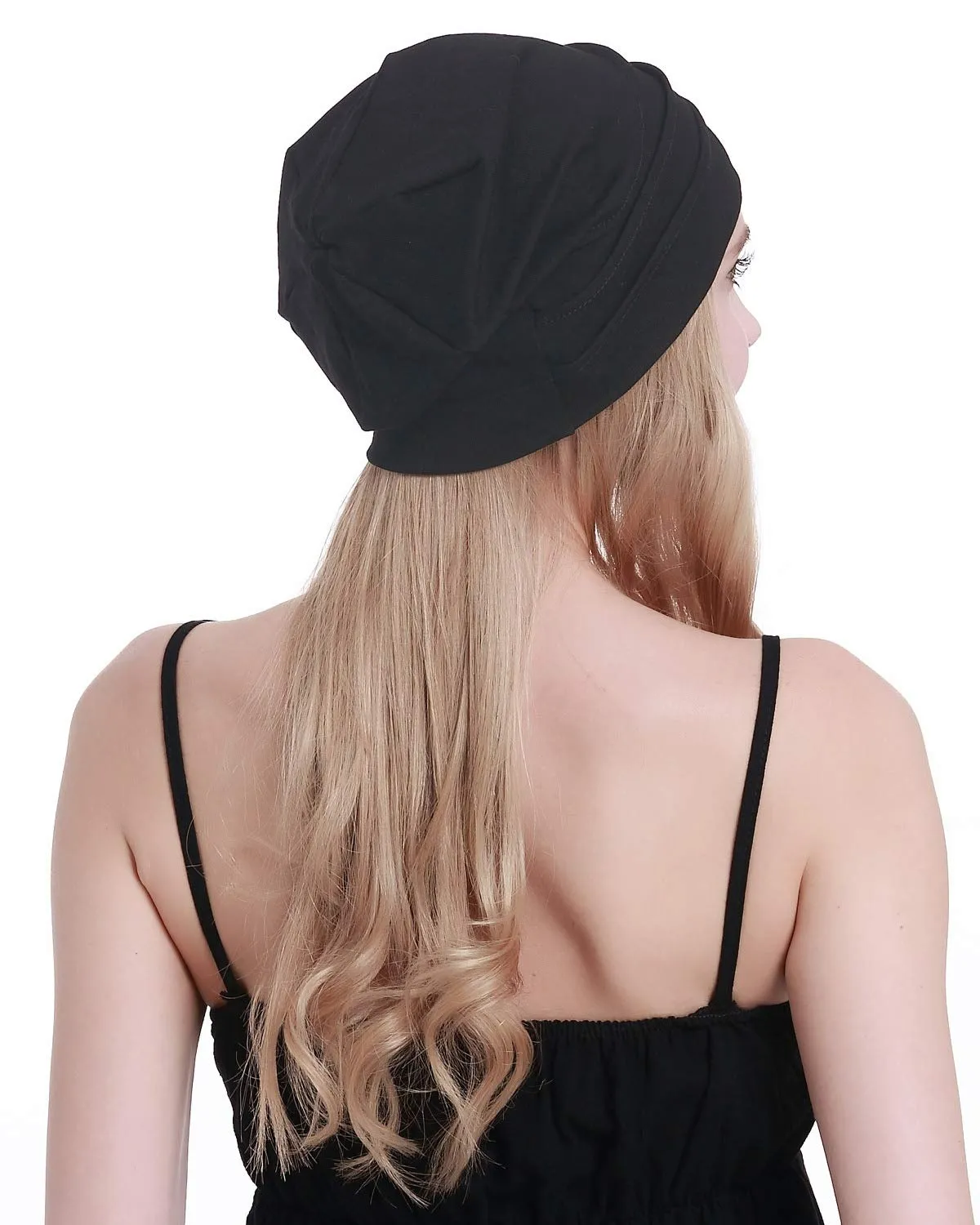 Osvyo Berretto in cotone da donna per chemio e perdita di capelli, Nero, Taglia unica - immagine 5