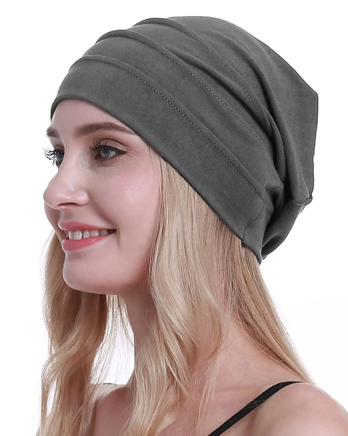 osvyo Cappelli in cotone per chemioterapia, Grigio scuro, Taglia unica - immagine 5