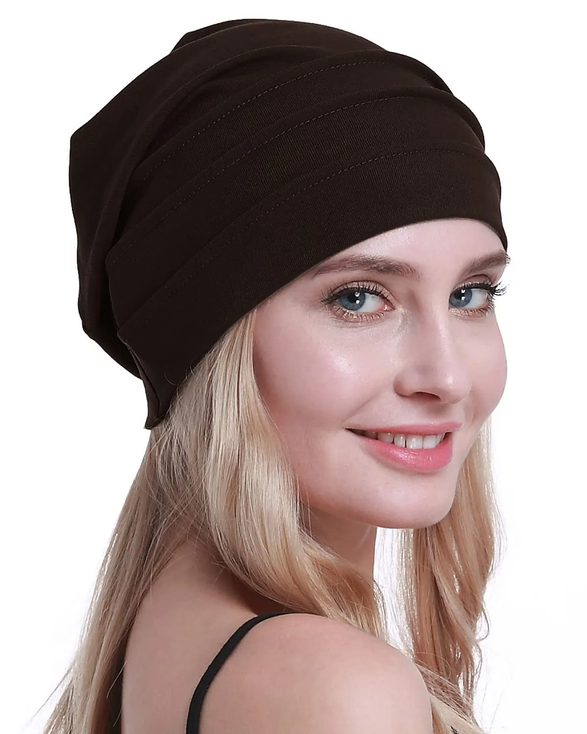osvyo Cappelli in cotone per chemioterapia e perdita di capelli da donna, marrone, Taglia unica - immagine 7