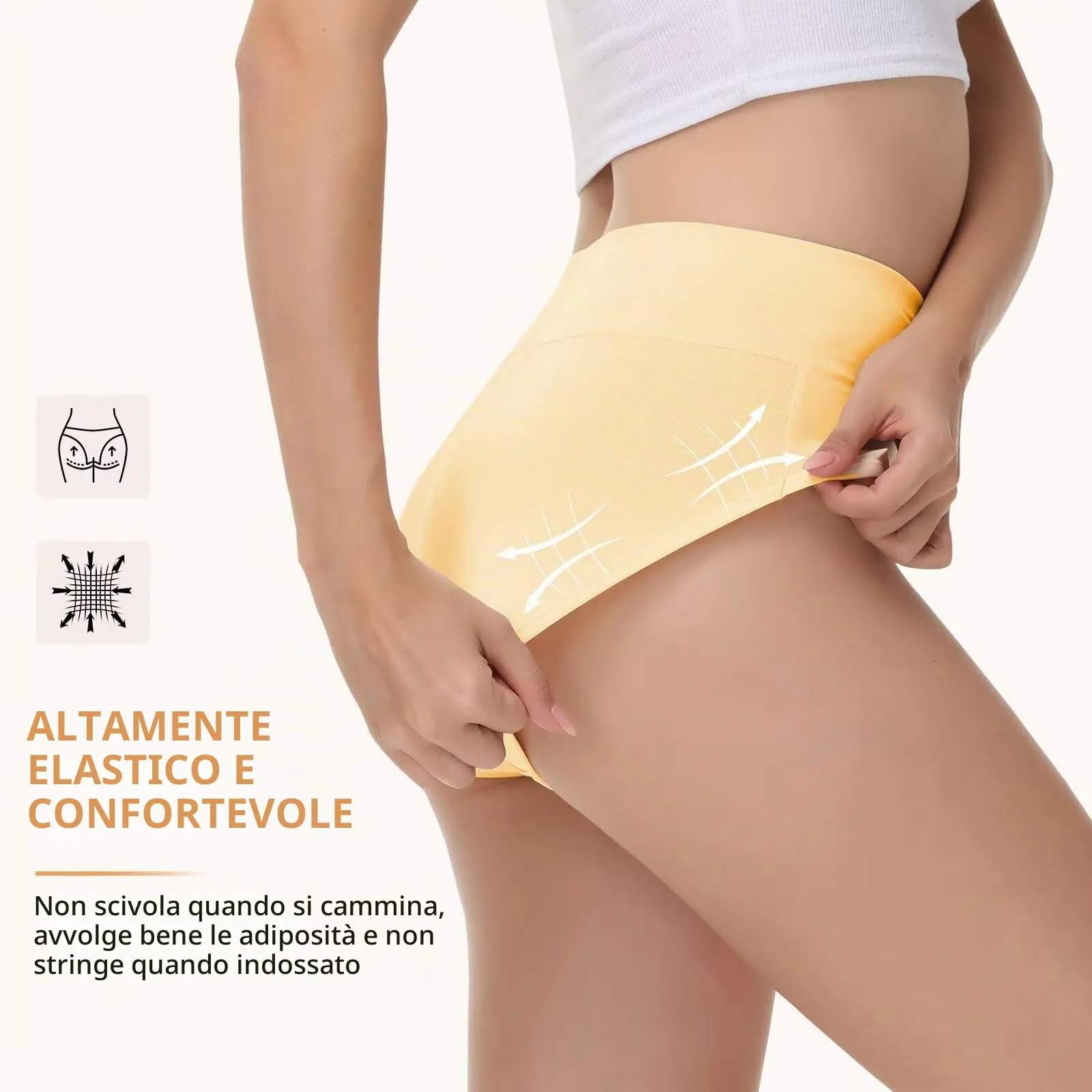 NUOZA Mutande Donna Cotone Vita Alta Traspirante Beige S - immagine 5