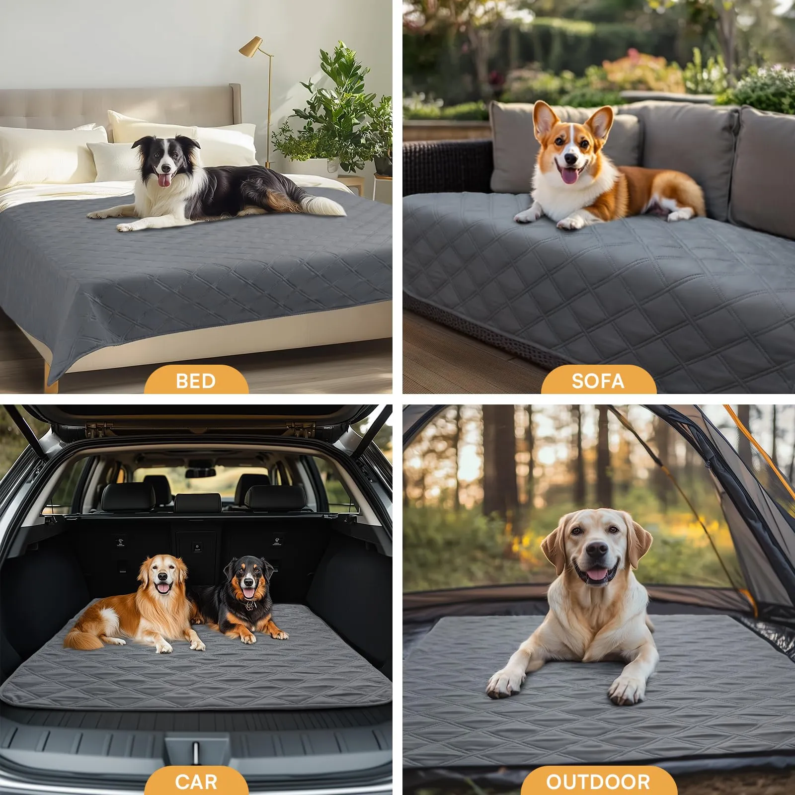luciphia Copridivano Impermeabile per Cani e Gatti, Grigio 76 x 178 cm - immagine 3