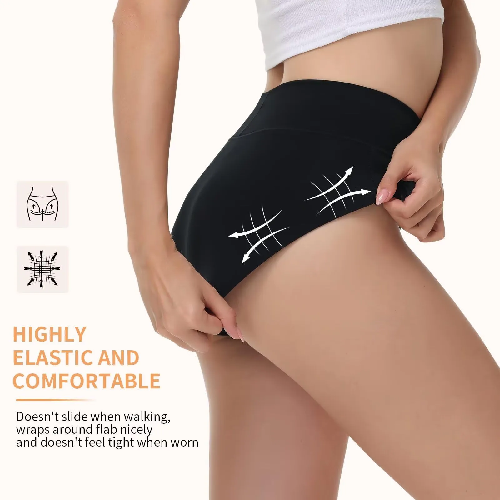 NUOZA Slip Donna in Cotone Post Parto, Mutandine Pancia Piatta Traspiranti, Pacco da 5, Nero, 3XL - immagine 5