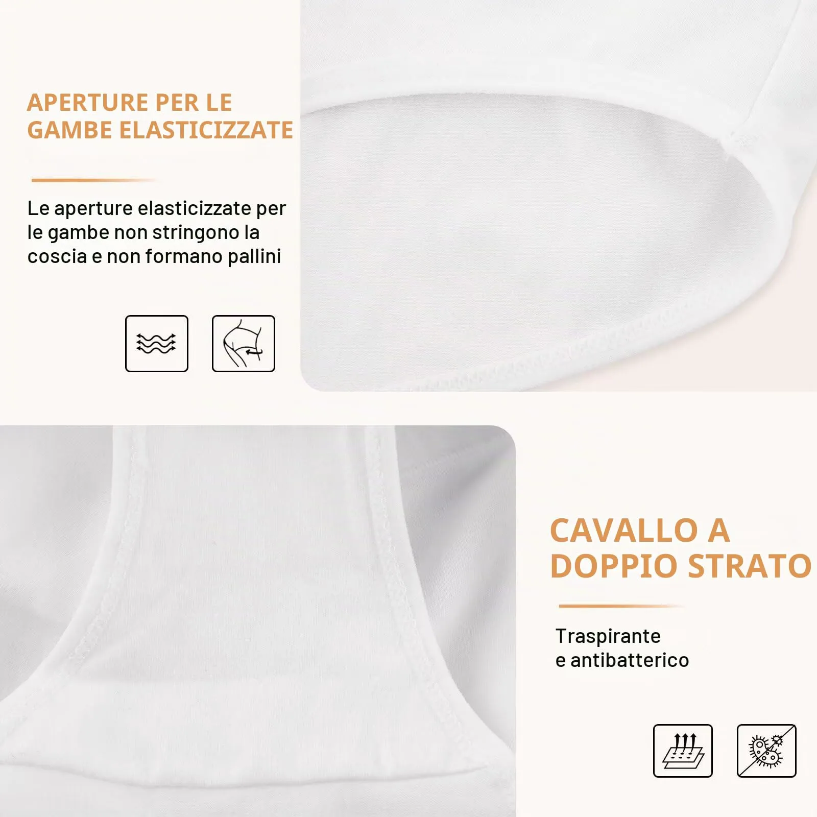 NUOZA Slip Donna Cotone Post Parto Pancia Piatta, Pacco da 5, Bianco, XL - immagine 6