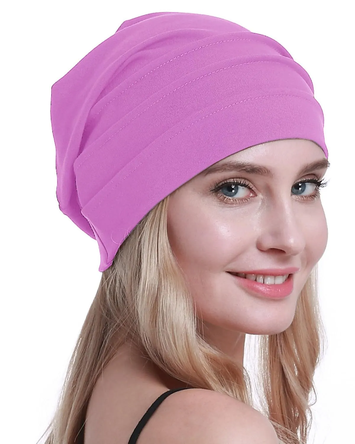 osvyo Copricapo in cotone per chemioterapia, rosa fluo, Taglia unica - immagine 1