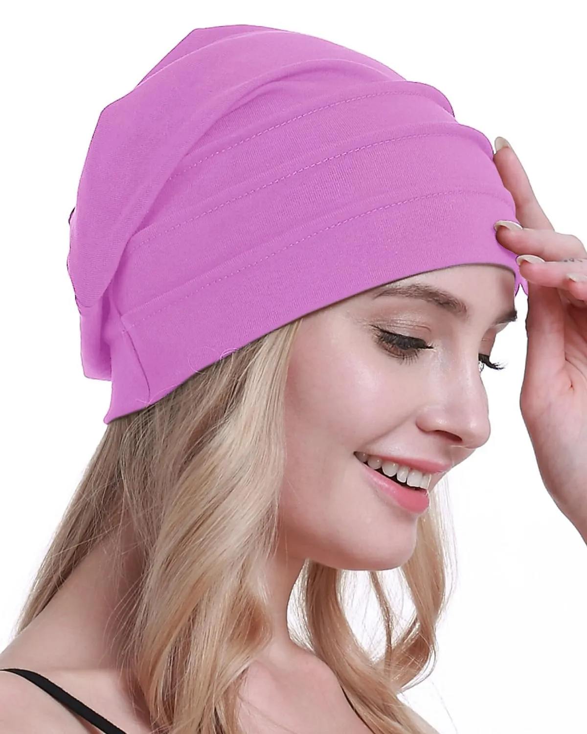 osvyo Copricapo in cotone per chemioterapia, rosa fluo, Taglia unica - immagine 6