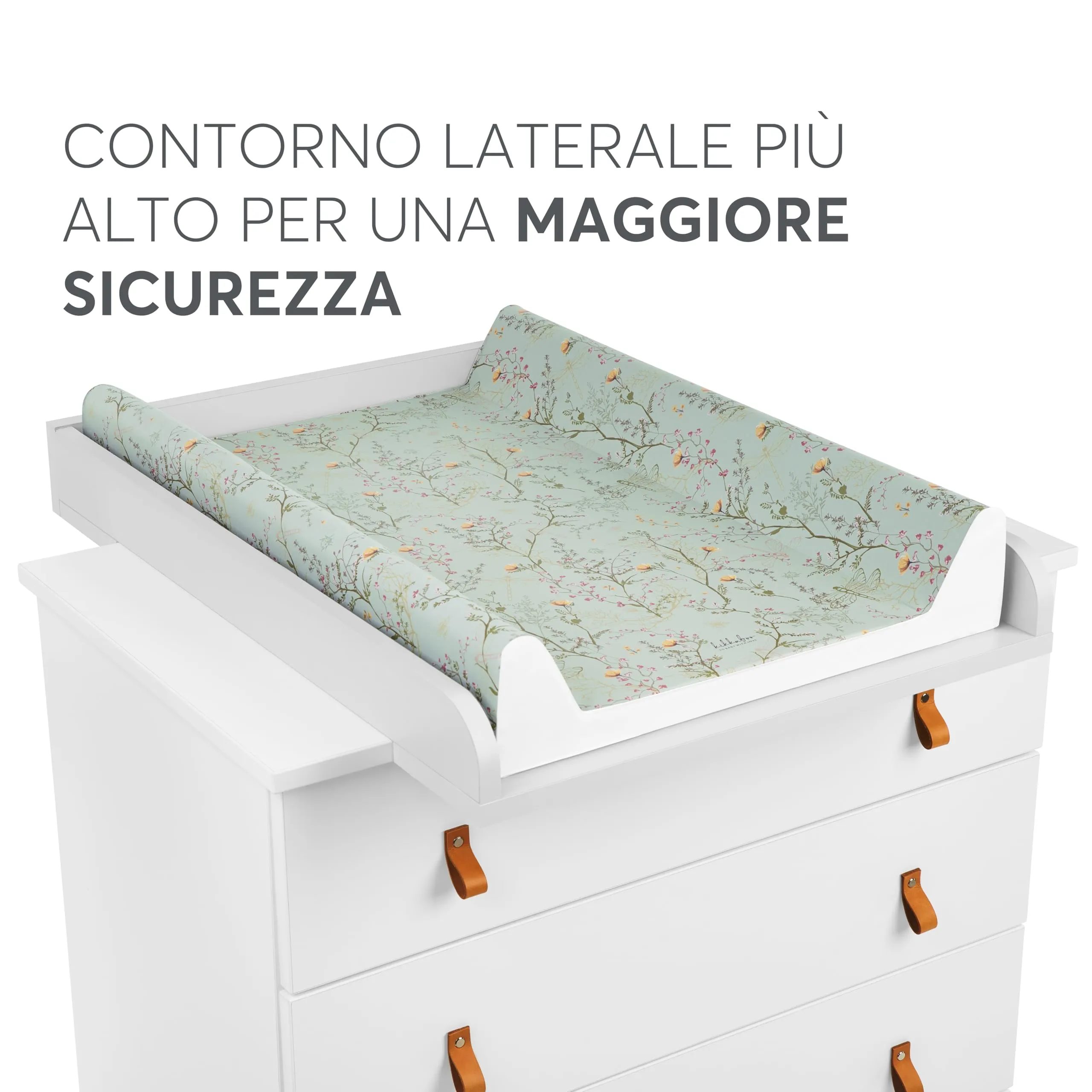 KikkaBoo Fasciatoio Portatile Neonato 80x50 cm Secret Garden, Verde - immagine 2