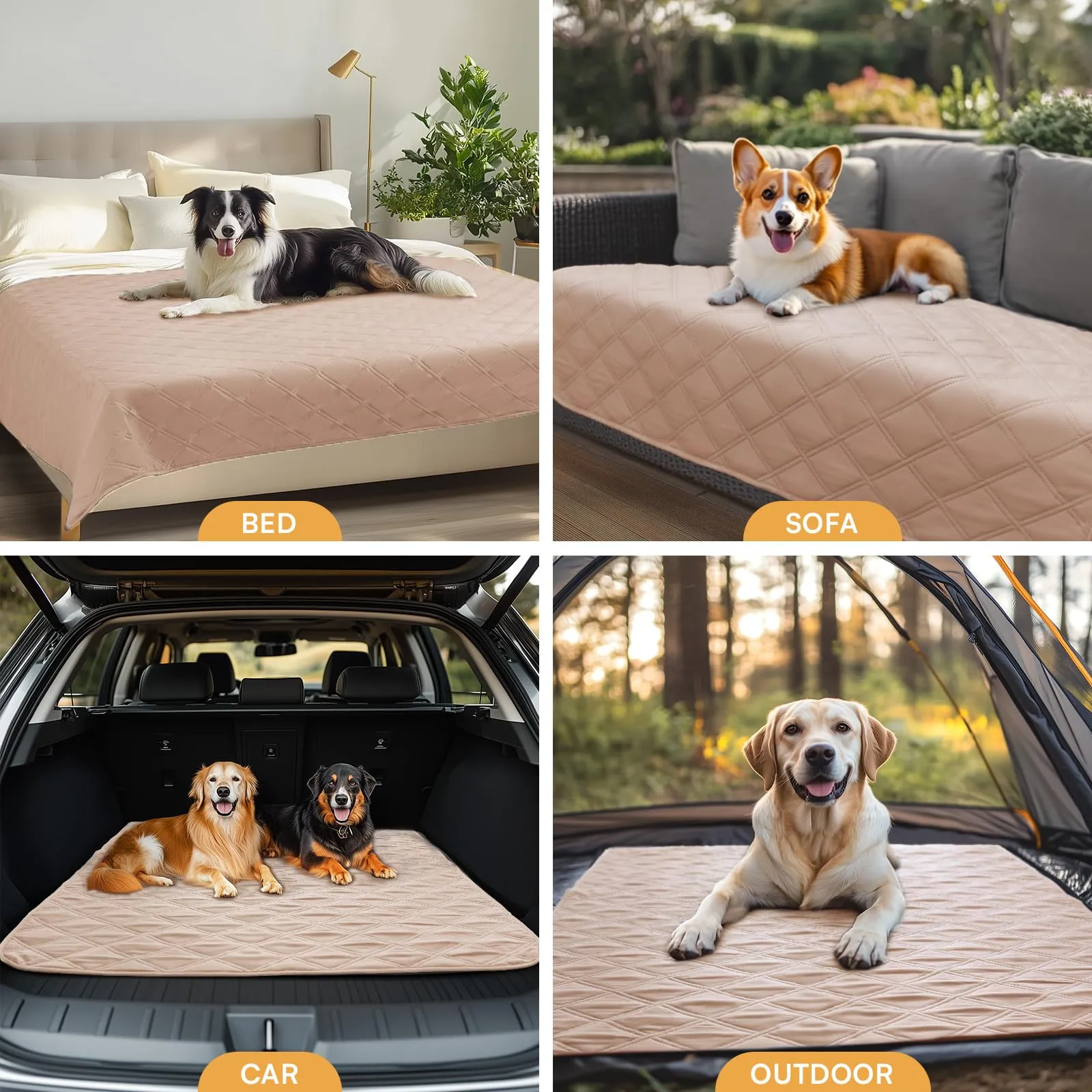 luciphia Copridivano Impermeabile per Cani e Gatti, Antiscivolo, Beige Kaki, 76 x 178 cm - immagine 3