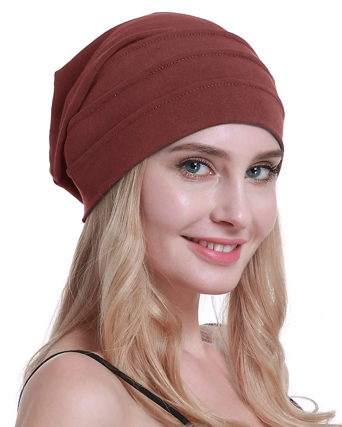 osvyo Copricapo in cotone da chemioterapia, rosso ruggine, Taglia unica - immagine 7