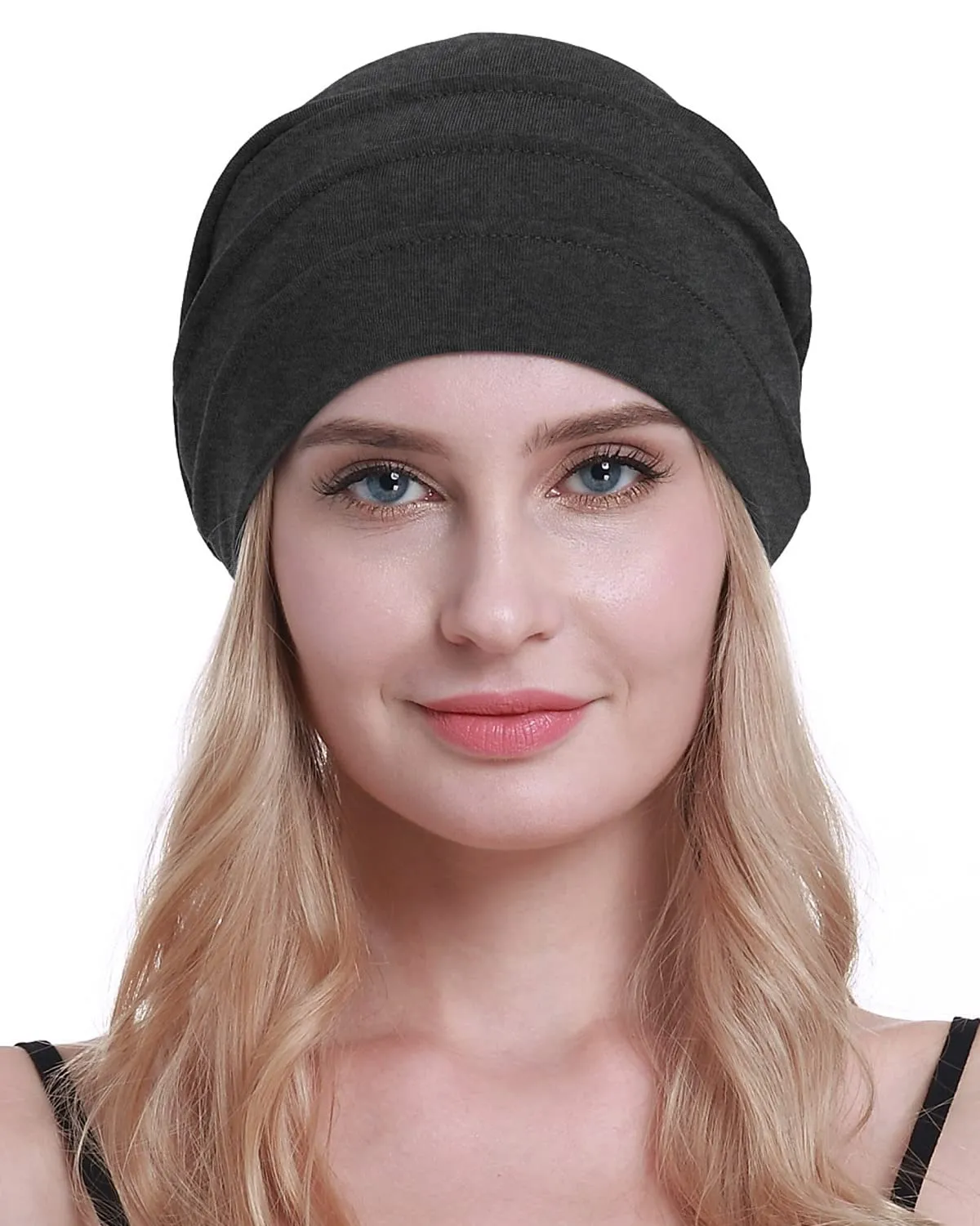 Osvyo Berretto in cotone da donna per chemio e perdita di capelli, grigio, Taglia unica - immagine 5