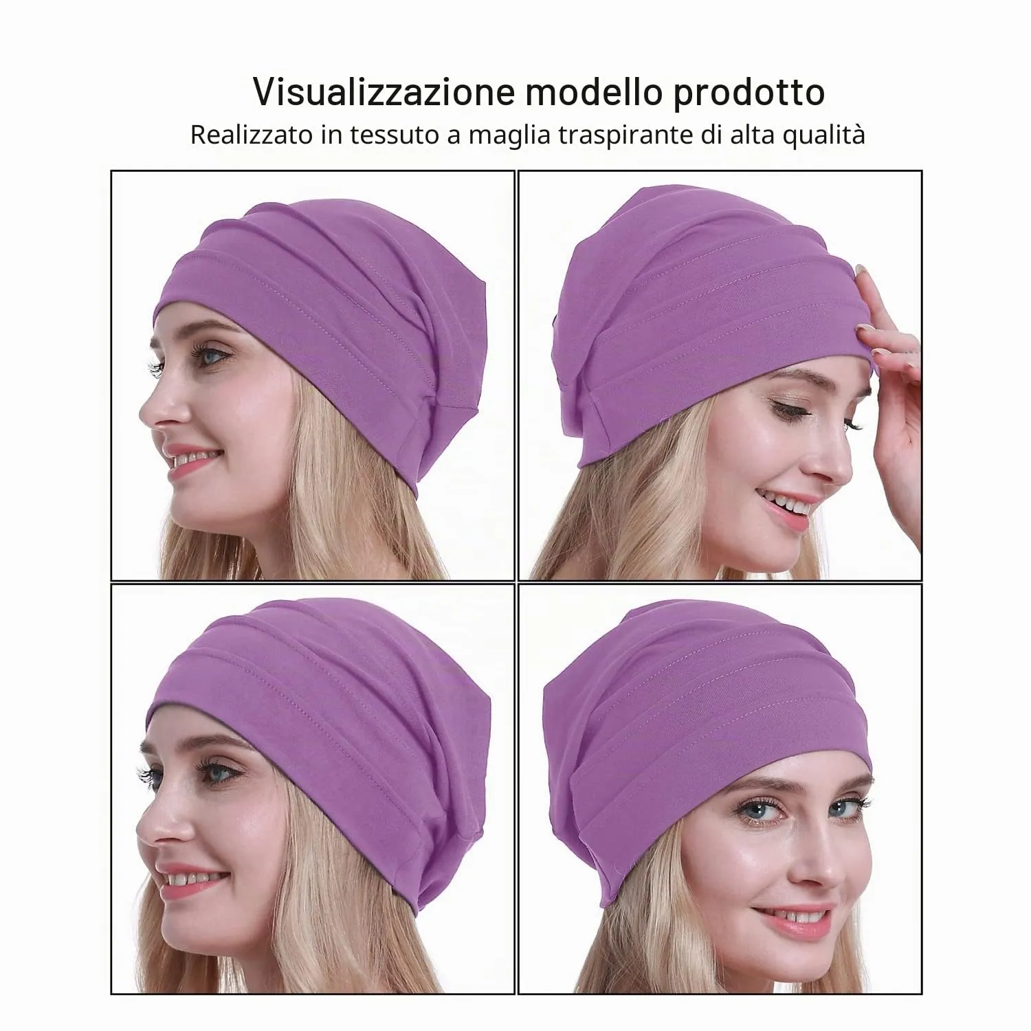 osvyo Cappelli di cotone per chemioterapia e perdita di capelli da donna, Taglia unica - immagine 2