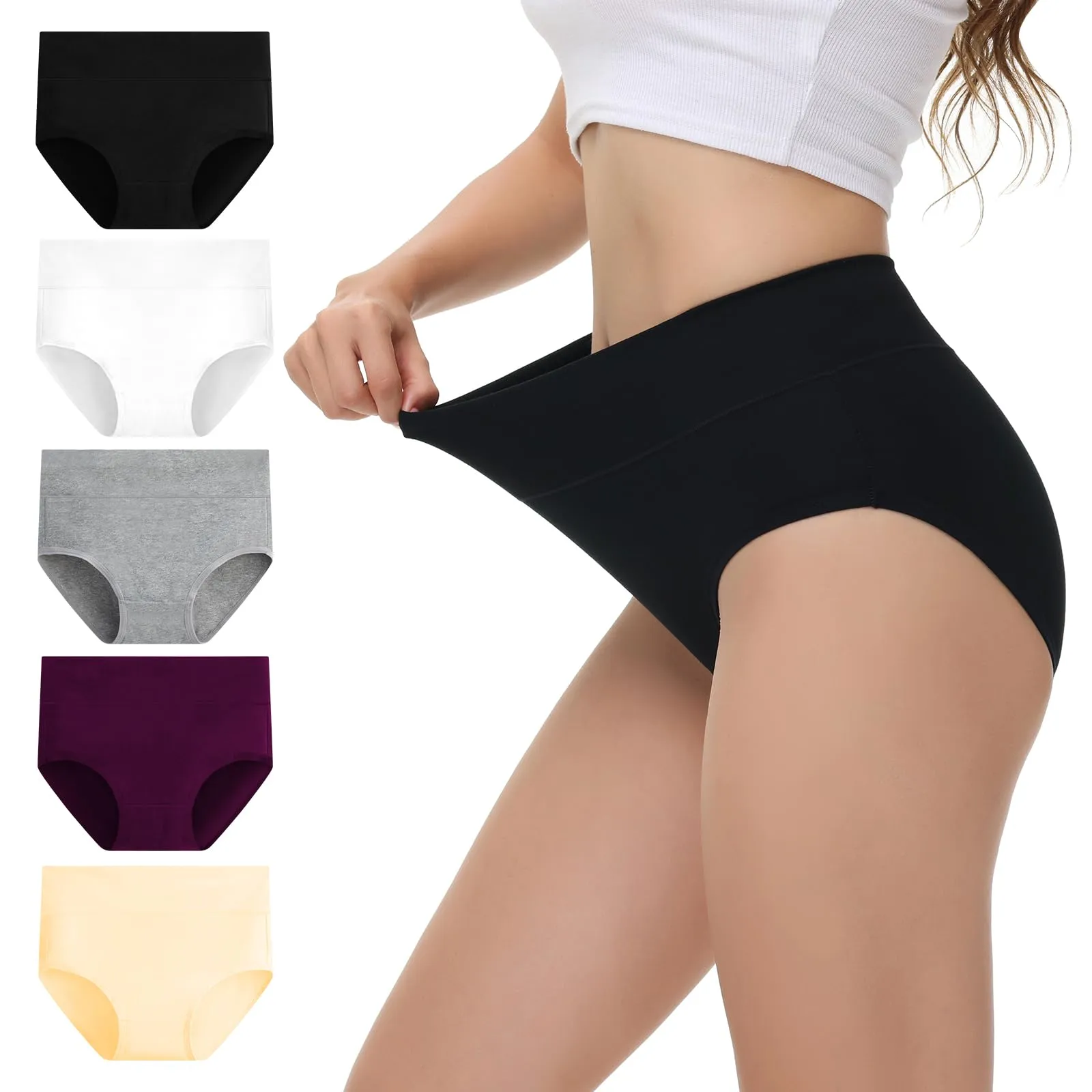 NUOZA Mutande Donna in Cotone a Vita Alta, Intimo Culotte Morbido per Post Parto e Pancia Piatta, L - immagine 2
