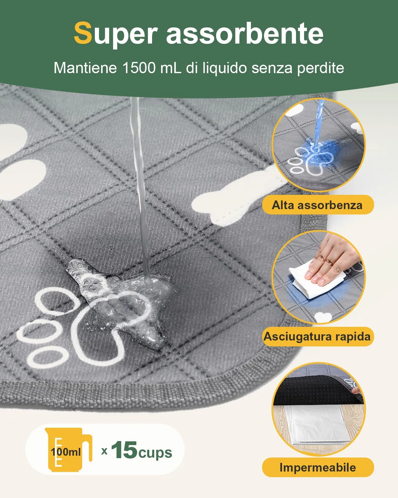 Gimars Tappetini Lavabili per Cani, 120×90 cm, 2 Pezzi - immagine 3