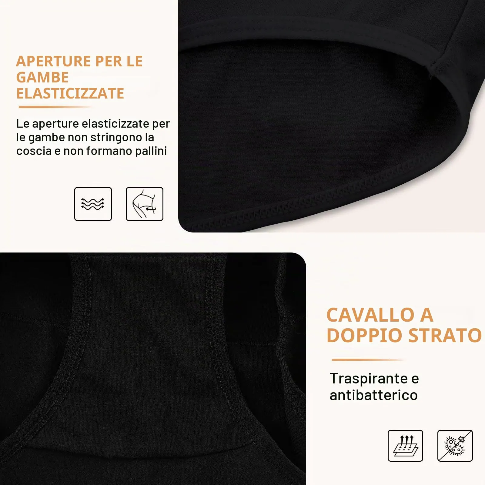 NUOZA Mutande Donna in Cotone Vita Alta, Pacco da 5, Nero Grigio, L - immagine 6