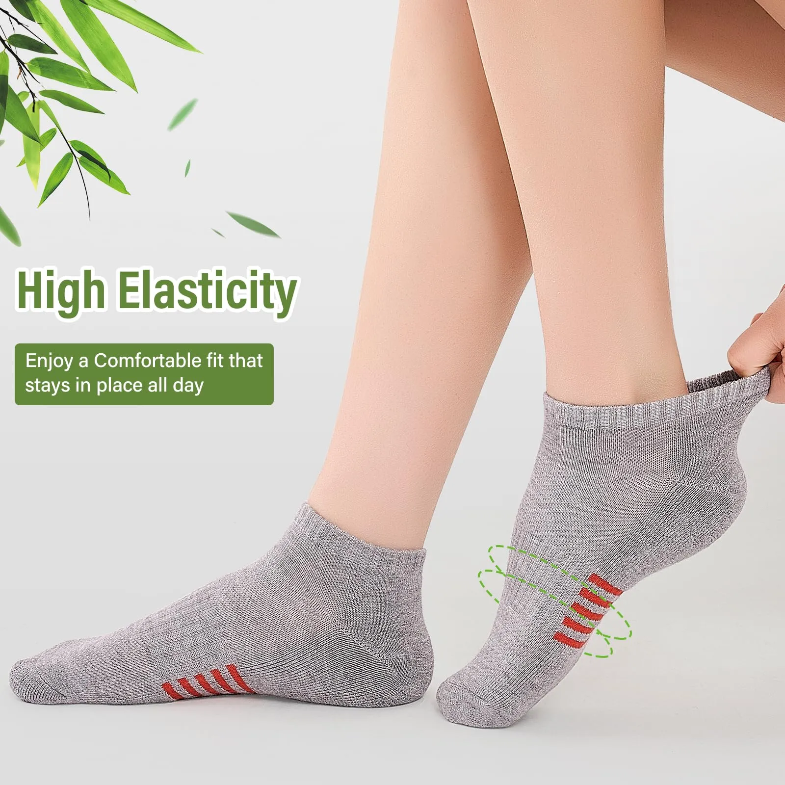 Effeet Calzini Corti Donna in Bambù, 6/12 Paia, Sportivi Traspiranti in Spugna, Multicolore Grigio - immagine 6