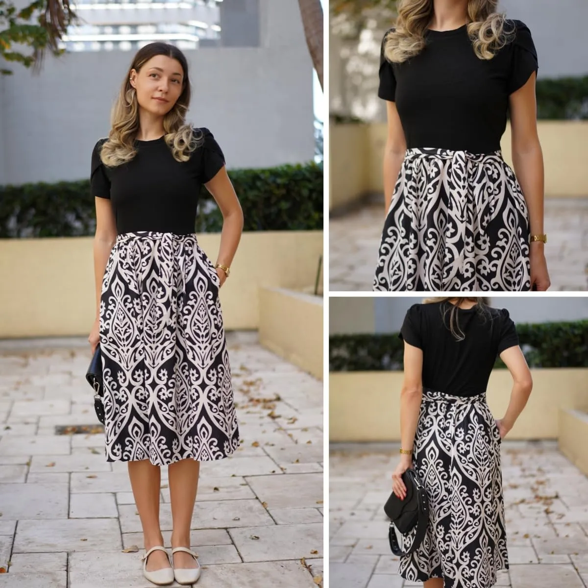 Zeagoo Vestito Donna Estivo a Fiori Maniche Corte Abito Midi Elegante da Spiaggia - immagine 4