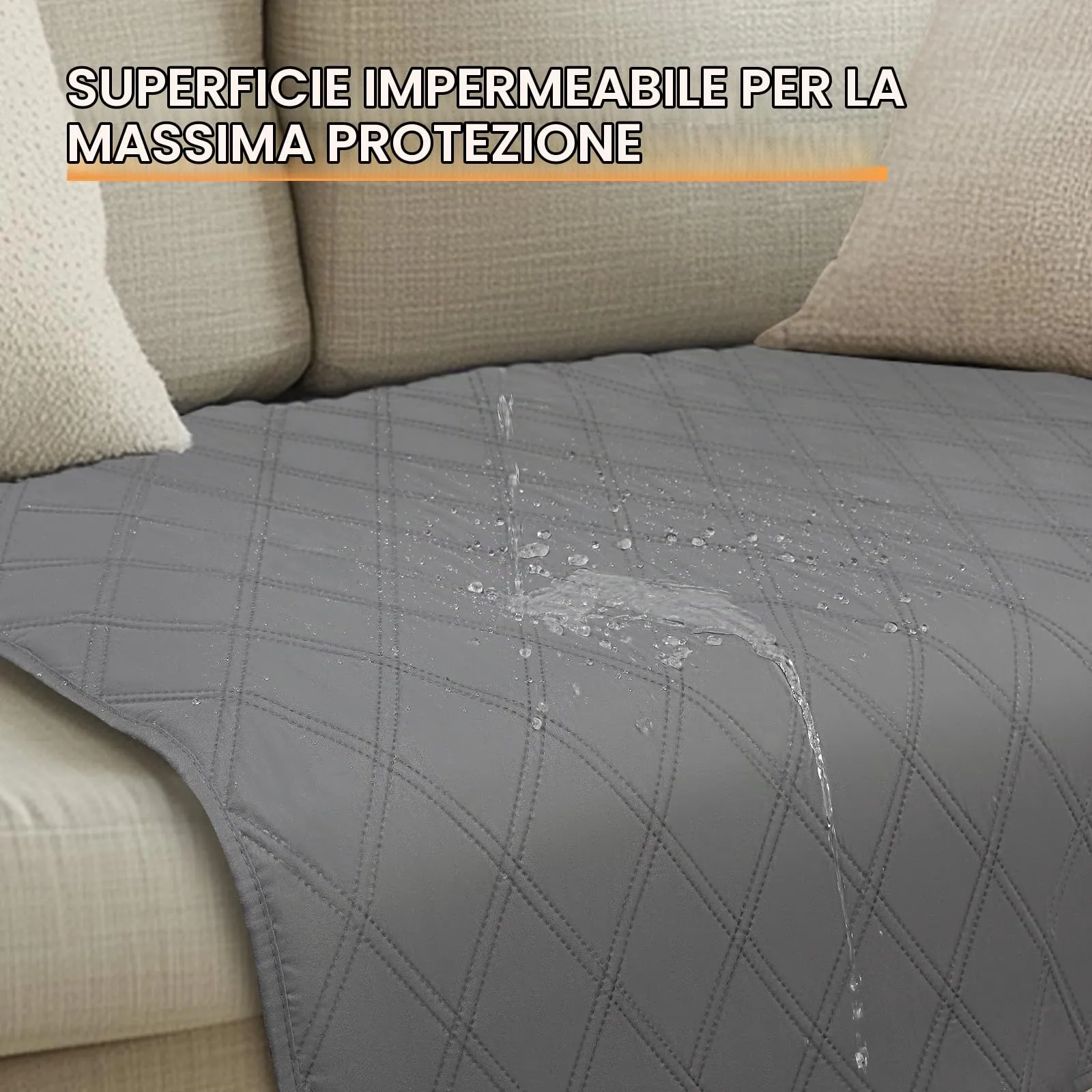 luciphia Copridivano Impermeabile per Cani e Gatti, Grigio Chiaro, 101 x 127 cm - immagine 3