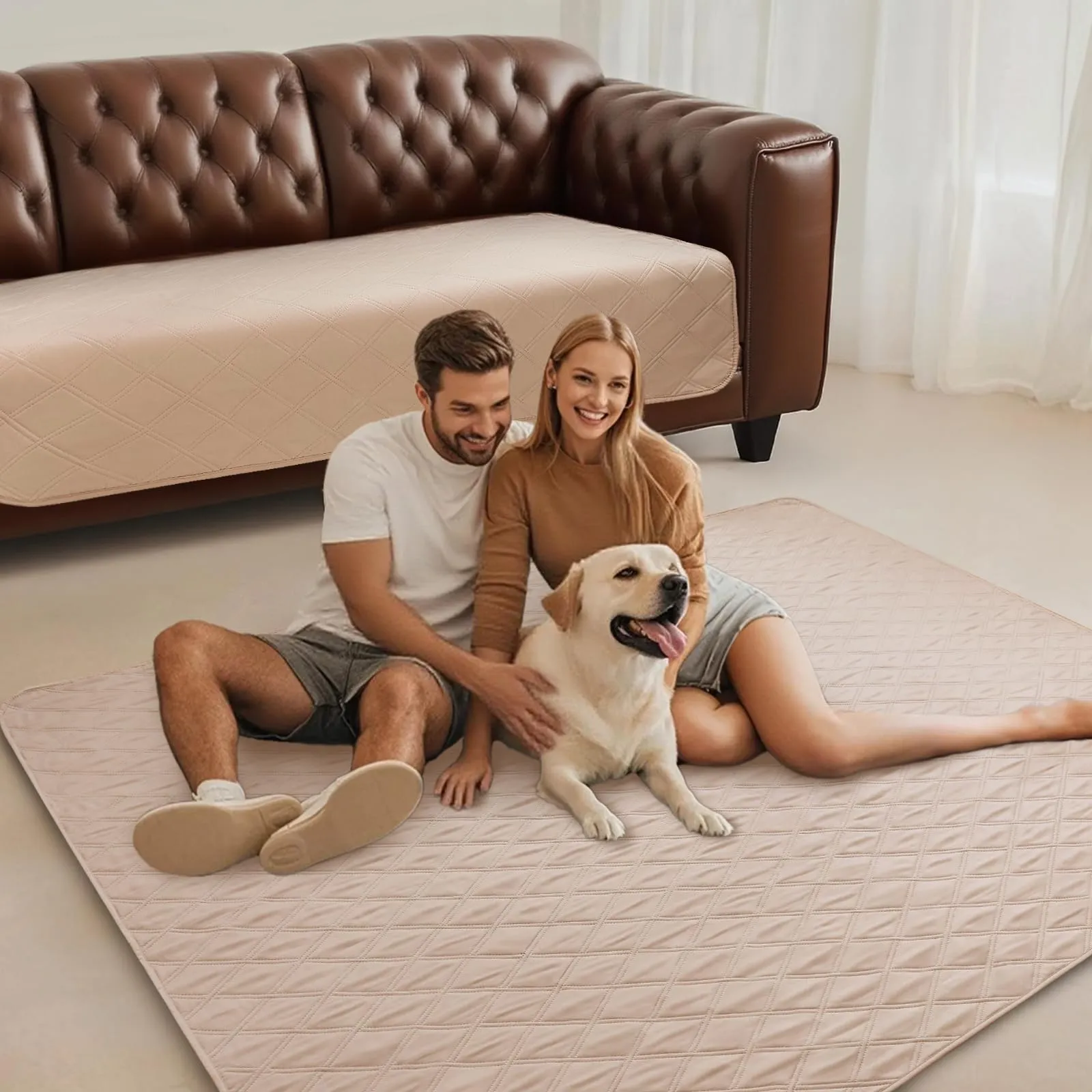 luciphia Copridivano per Cani Impermeabile con Punti Antiscivolo, Beige Kaki, 173 x 208 cm - immagine 7