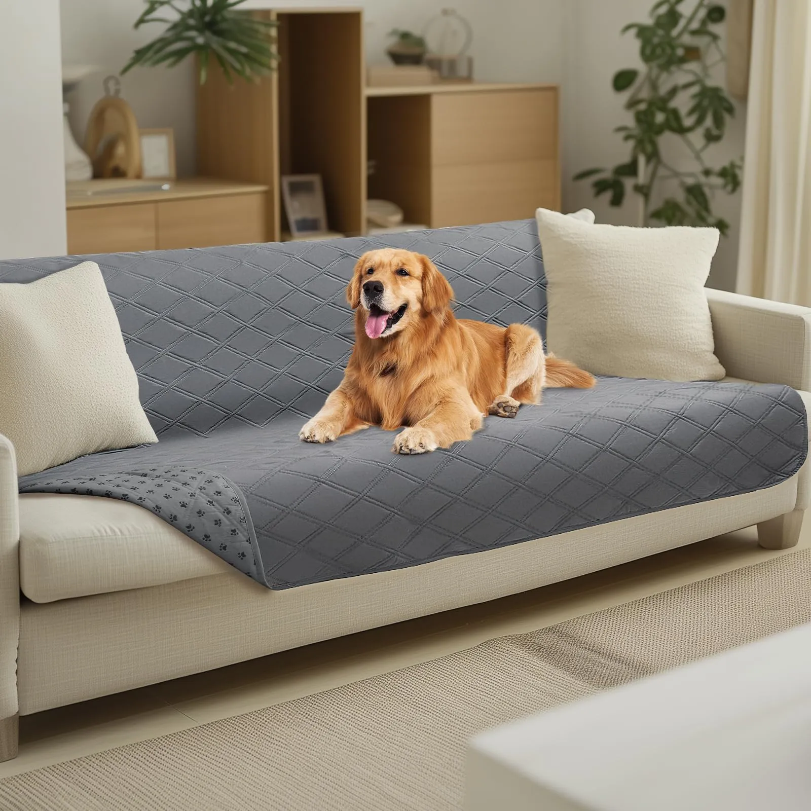 luciphia Copridivano Impermeabile per Cani e Gatti, Grigio Chiaro, 132 x 208 cm - immagine 1